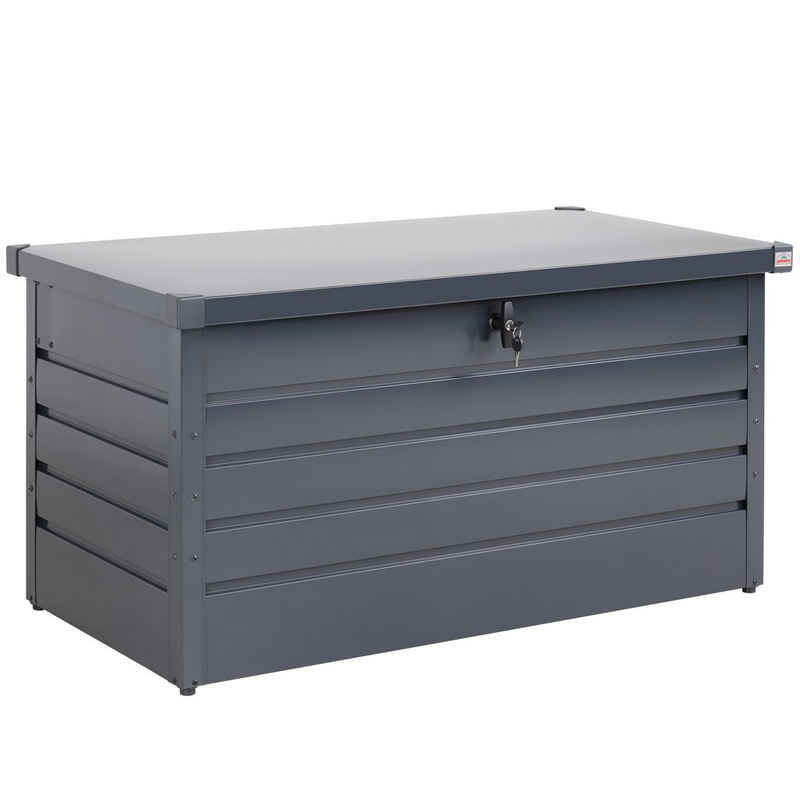 Gardebruk Auflagenbox, Metall Auflagenbox 360L abschließbar Gasdruckfeder Kissenbox Gartentruhe Gerätebox Garten Aufbewahrungsbox Anthrazit