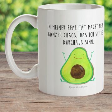 Mr. & Mrs. Panda Kinderbecher Avocado Glücklich - Weiß - Geschenk, Vegan, Freude, Kunststoffgeschir, Kunststoff, Mikrowellenbeständig