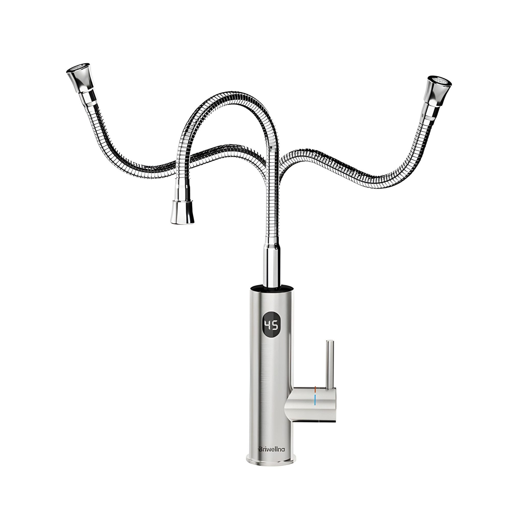 Briwellna Durchlauferhitzer Elektrischer Wasserhahn, Durchlauferhitzer Küche, Komplettset, mit LED-Display, stufenlos regulierbar