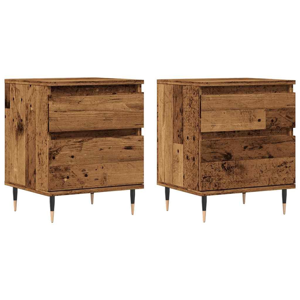 vidaXL Nachttisch Nachttische 2 Stk. Altholz-Optik 40x35x50 cm Holzwerkstoff (2-St)