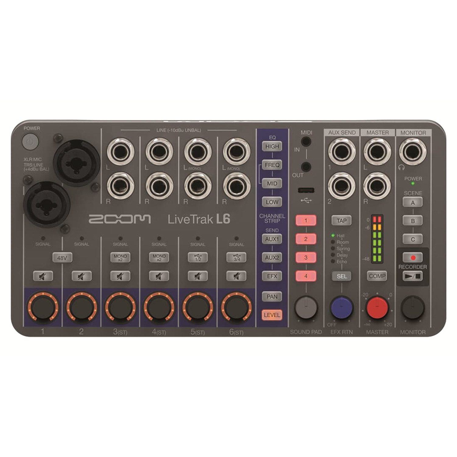 Zoom Mischpult LiveTrak L-6 Digitaler Mixer Digitales Aufnahmegerät