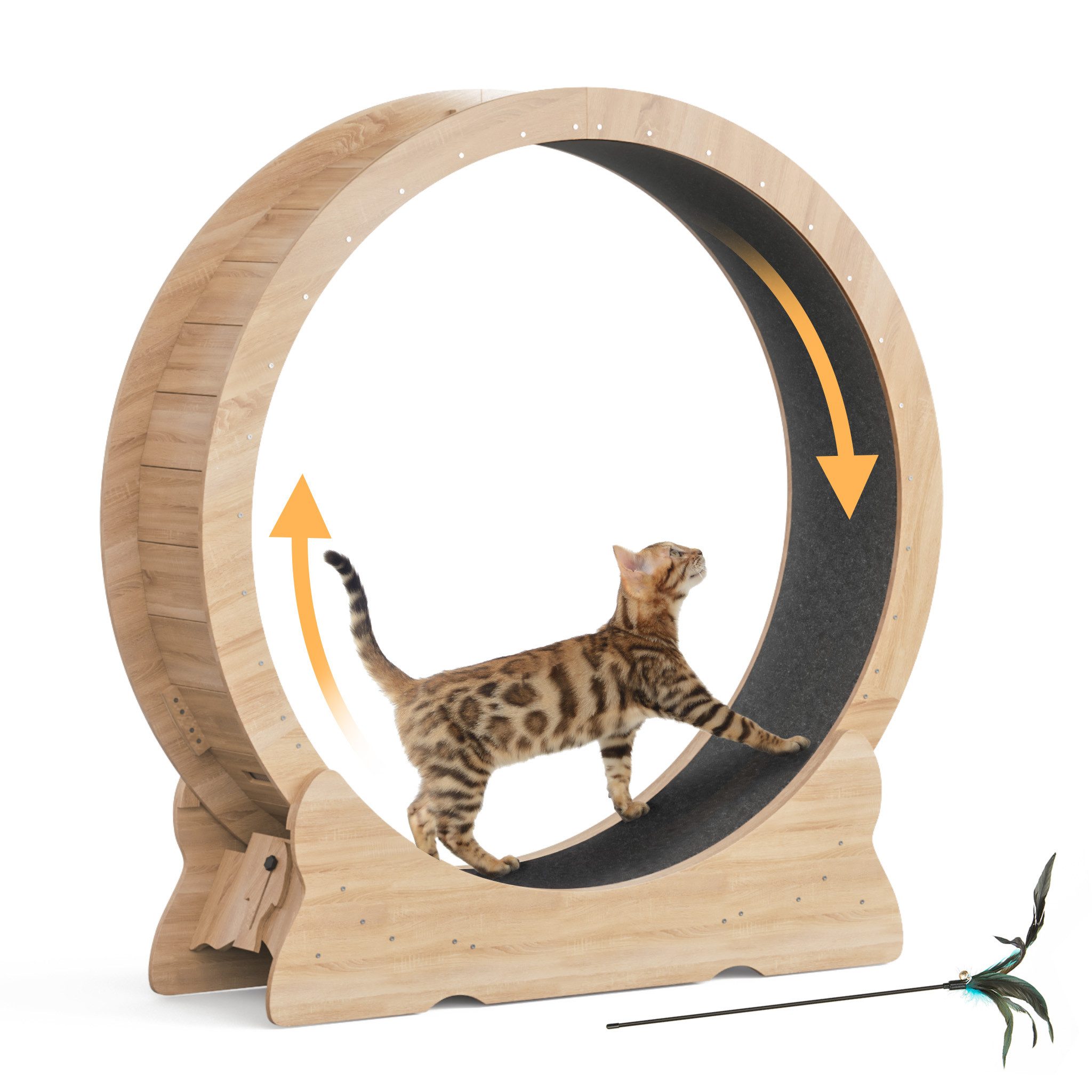 Mondeer Tier-Intelligenzspielzeug Katzenlaufrad, MDF, Tier-Intelligenzspielzeug Laufband für Katzen Innendurchmesser 100cm, Leises Scrollrad und Sicherheitsschloss-Design