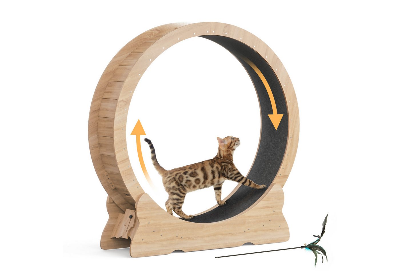 Mondeer Tier-Intelligenzspielzeug Katzenlaufrad, MDF, Tier-Intelligenzspielzeug Laufband für Katzen Innendurchmesser 100cm, Leises Scrollrad und Sicherheitsschloss-Design