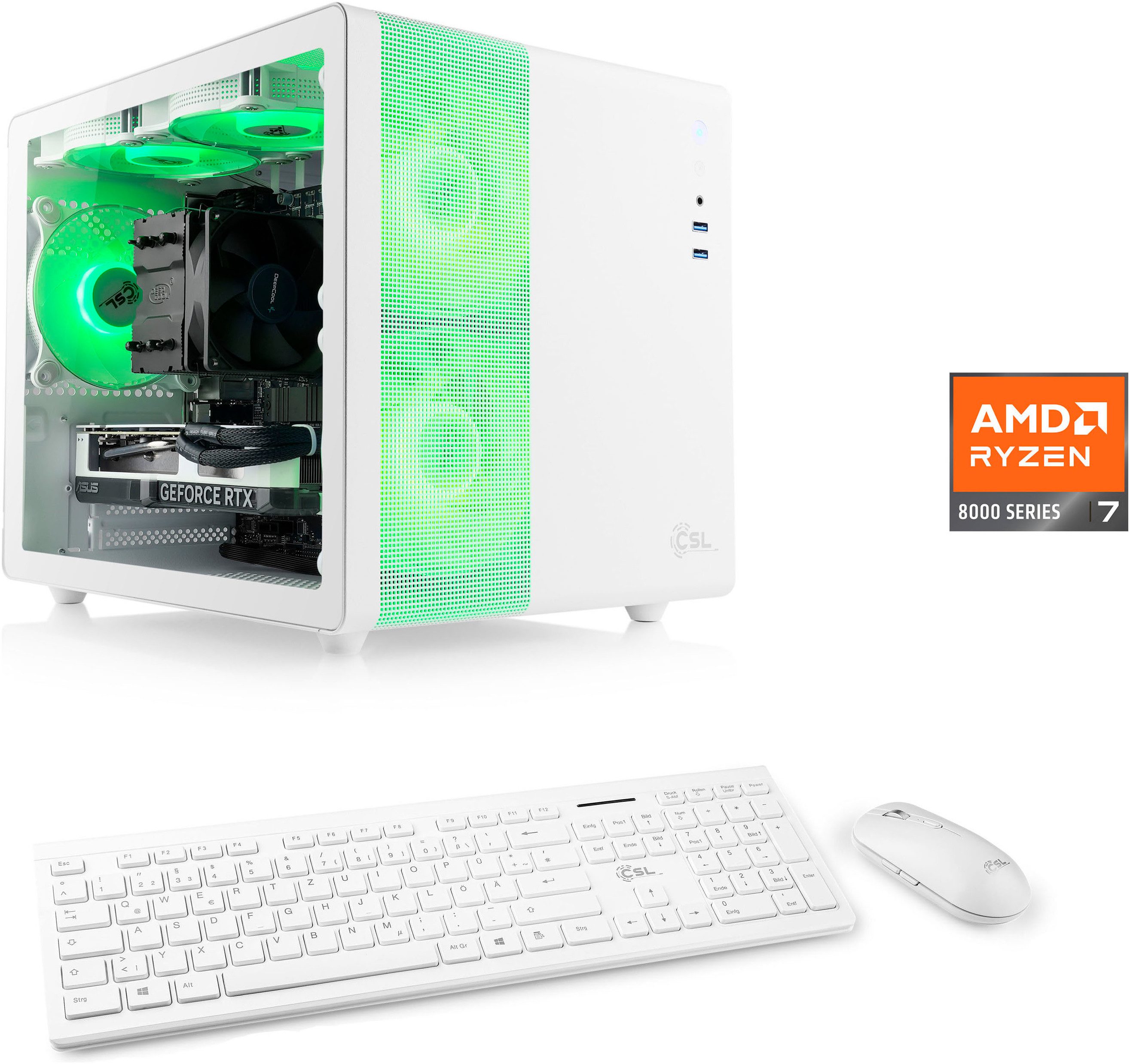 CSL Cube V24225 PC (AMD Ryzen 7 8700F, GeForce RTX 4060, 32 GB RAM, 1000 GB SSD, Luftkühlung)