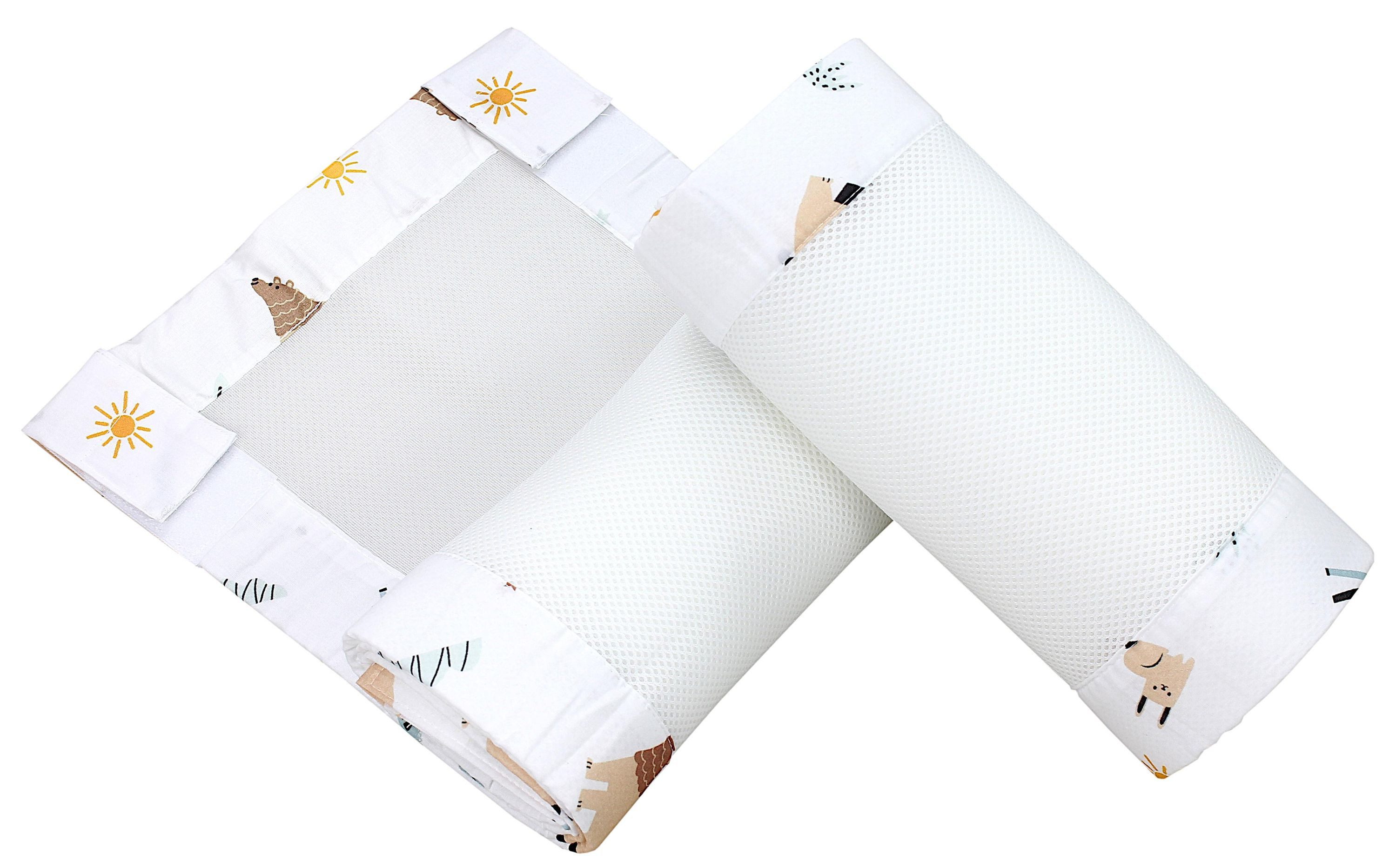 TupTam Bettnestchen TupTam Gitterstäbe Schutz Netz Babybett Nestchen 3D Mesh 2 Pack