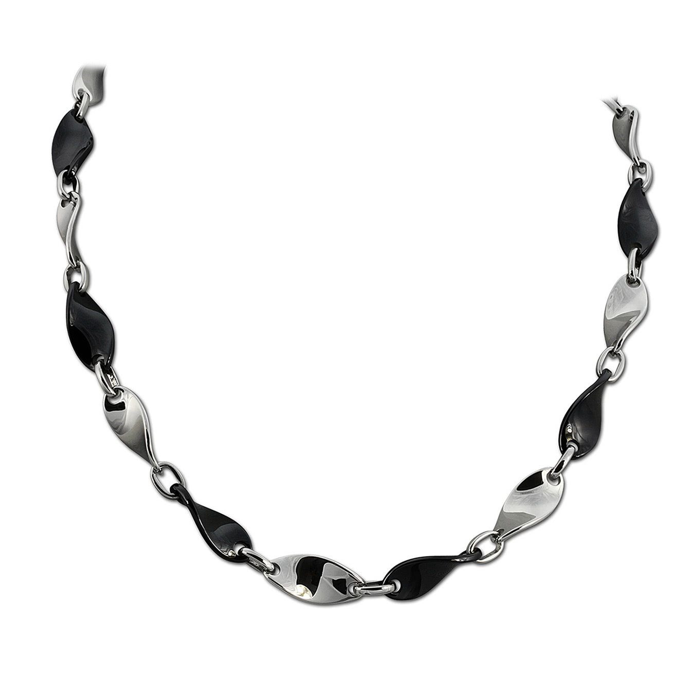 Amello Edelstahlkette »ESKX08S Amello Welle Halskette silber schwarz