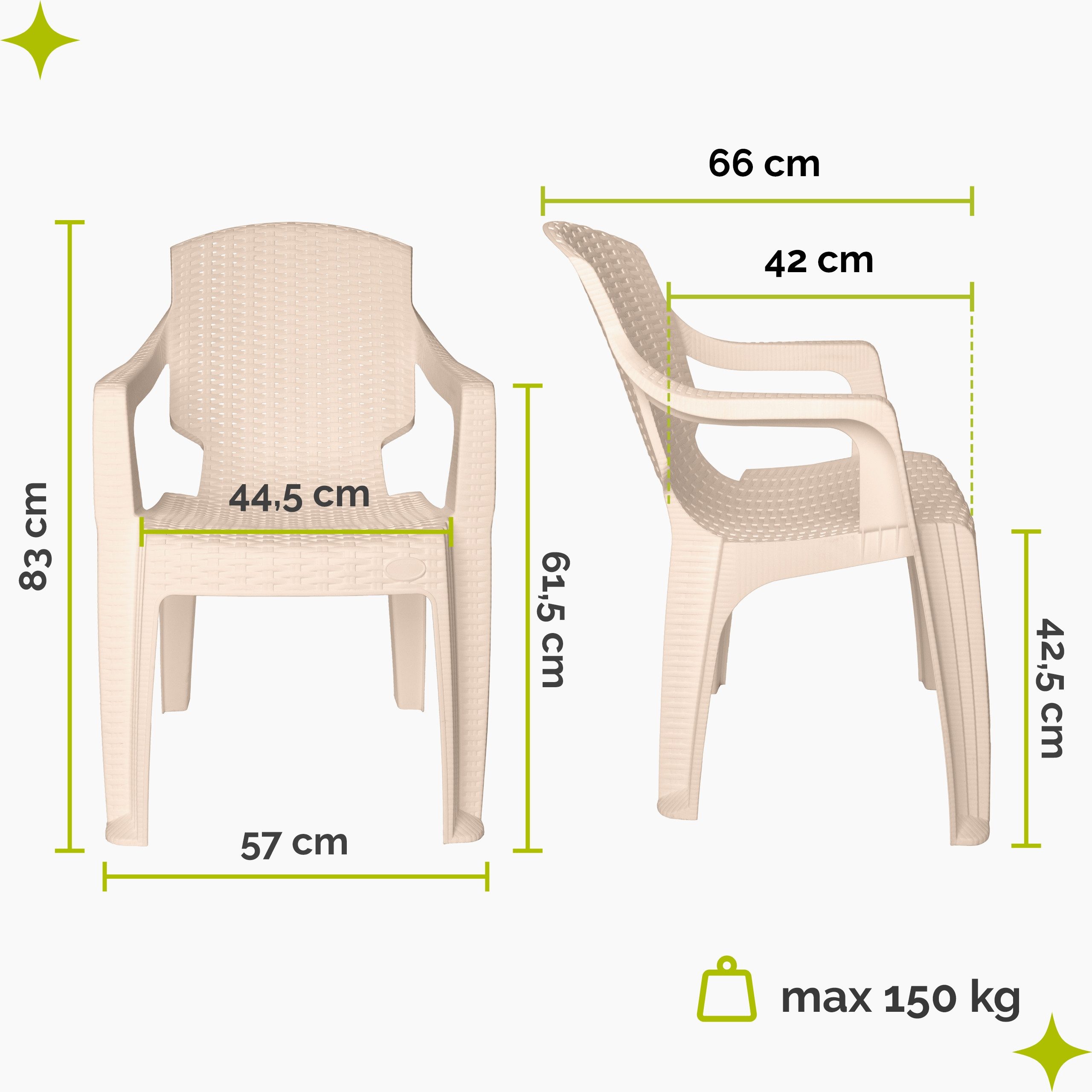 Garronda Gartenstuhl Garronda Gartenstühle stapelbar Rattan-Optik GD-0254 (1 St), 1 Stück