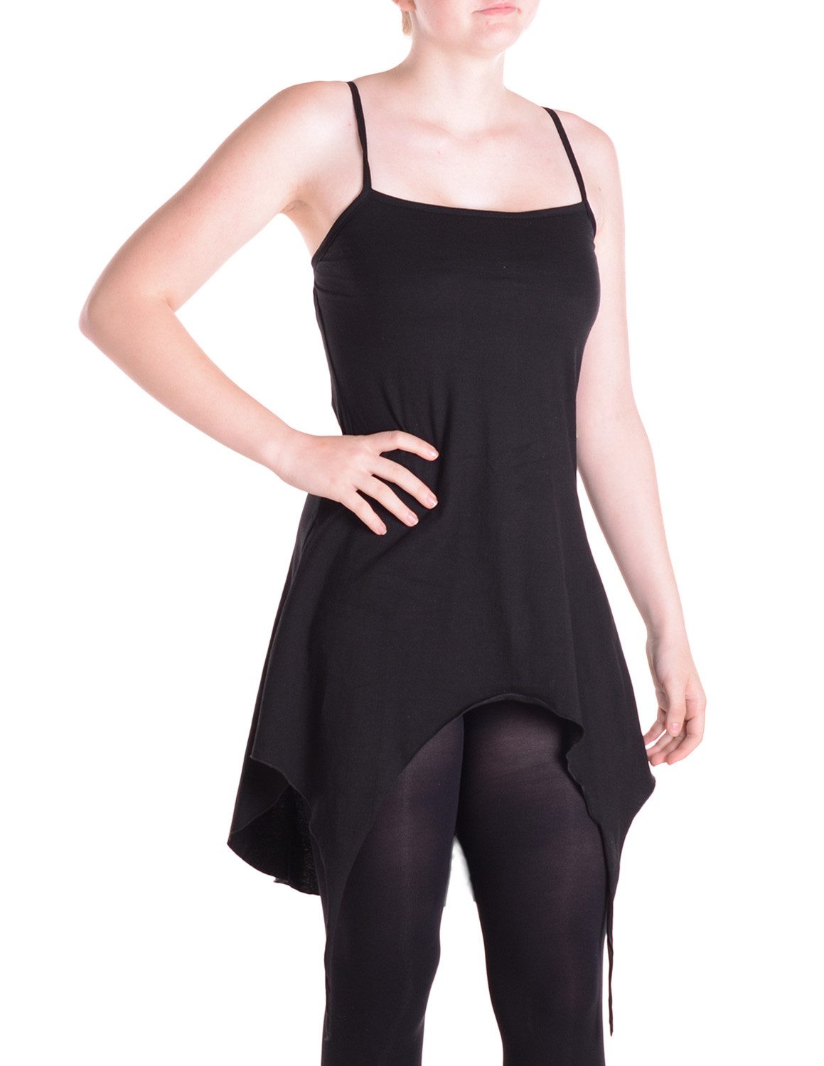 Zipfelkleid Zipfeltunika Damen Träger Verstellbar Asymmetrisch Jersey