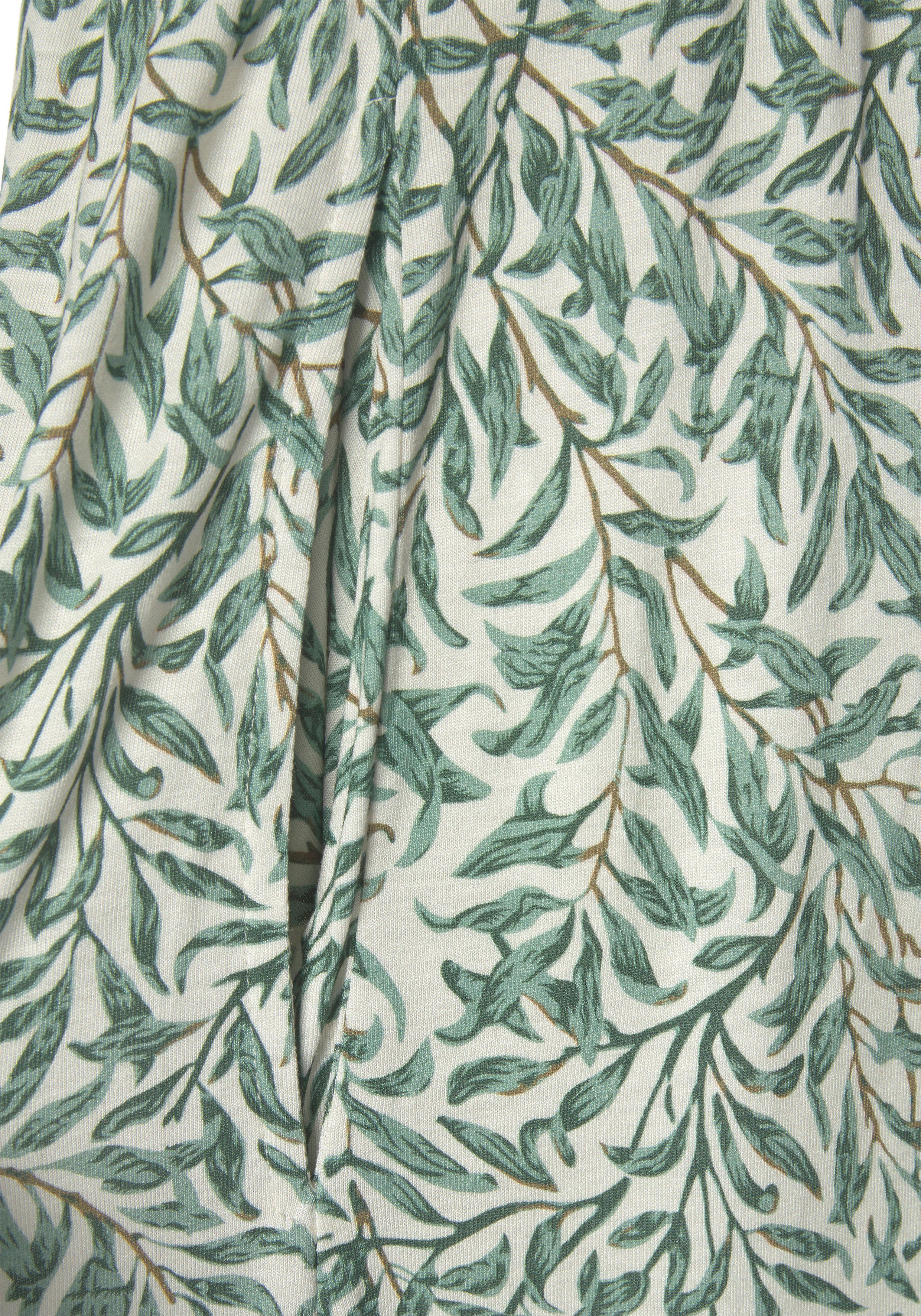 Blätterdruck grün bedruckt mit Jerseykleid Beachtime