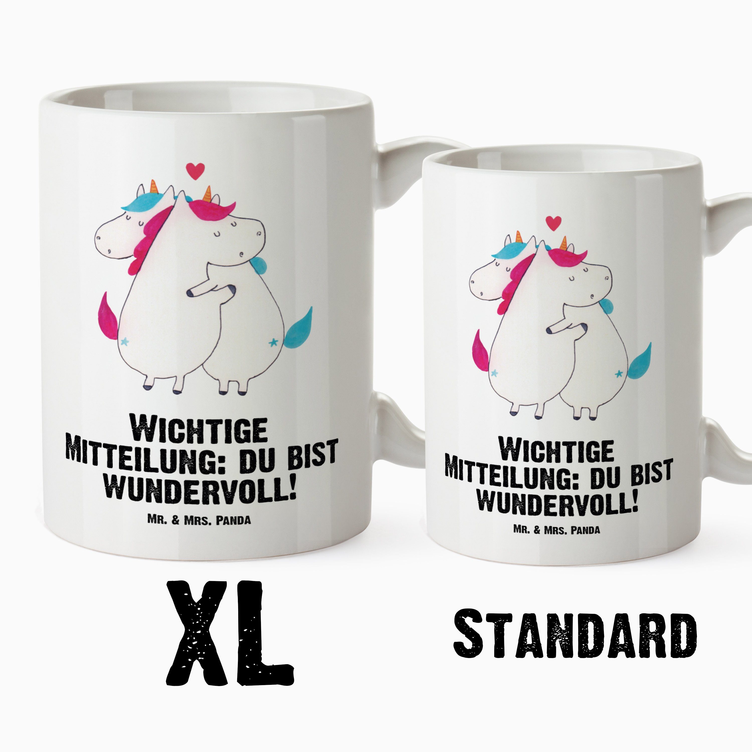 Mr. & Mitteilung Keramik Geschenk, - Tasse XL Weiß - Panda Einhörner, Tas, Tasse Mrs. Einhorn Deko, Einhorn XL