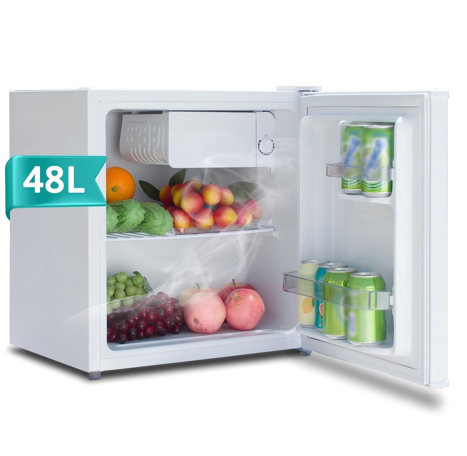 Smad Table Top Kühlschrank reversibler Einzeltür Mini-Kühlschrank DSF-48D6E, 51 cm hoch, 45 cm breit, 6-stufigem Thermostat Kühlfach, 39 dB, für Schlafzimmer/Büro