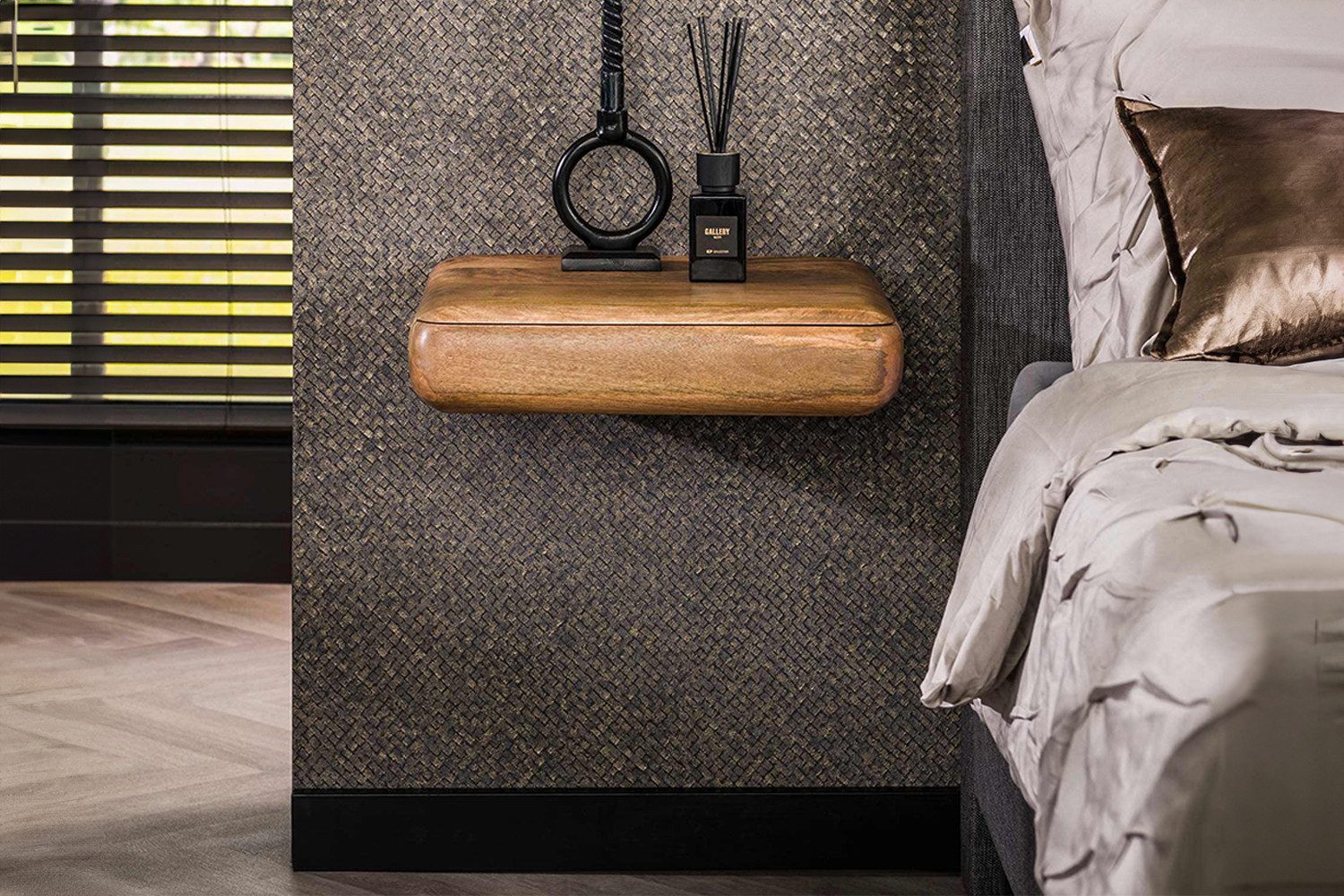 KAWOLA Nachttisch SLEK, hängend Mangoholz natur 1 Schublade günstig online kaufen