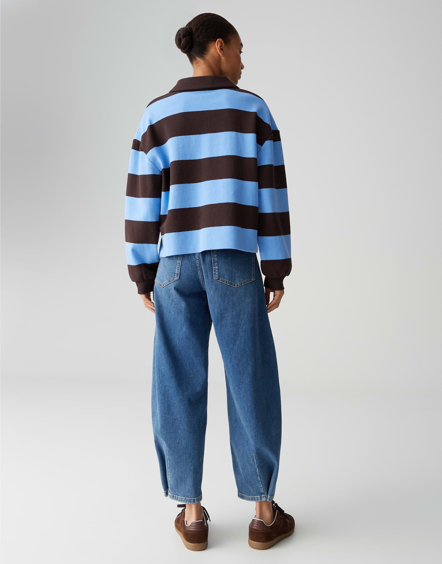 OPUS Sweatshirt GLOCKI Loose mit breiten Rugby Streifen weite Passform, weicher Griff