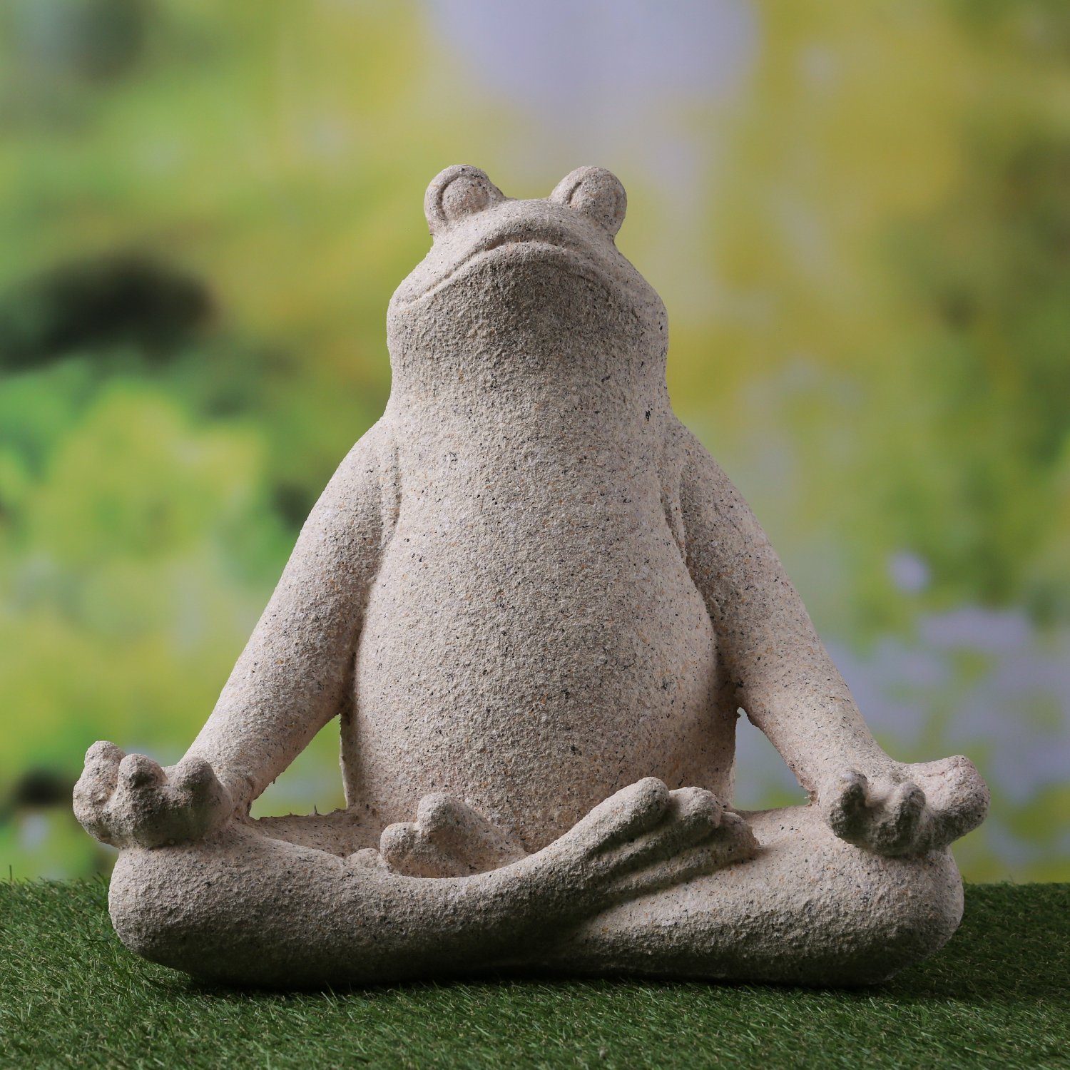 MARELIDA Gartenfigur Dekofigur Yoga Frosch Schneidersitz Meditation Wellness Relax Garten, (1 St)