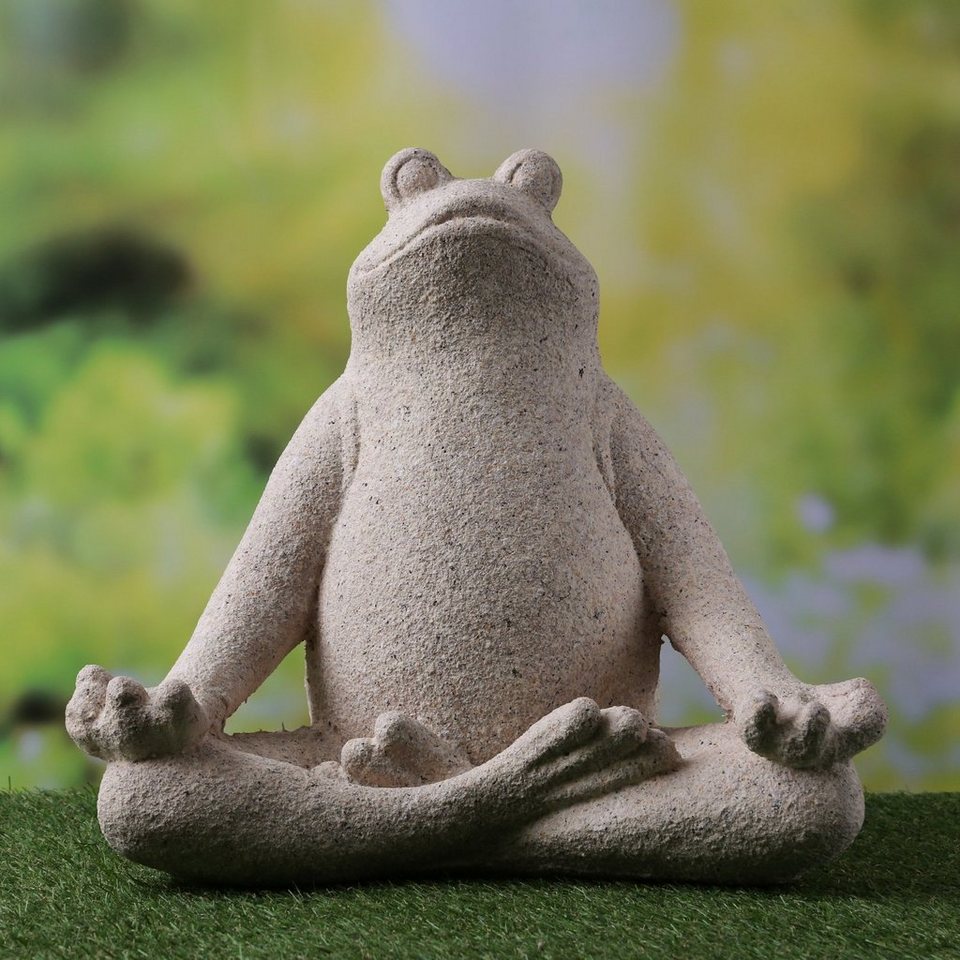 MARELIDA Gartenfigur Dekofigur Yoga Frosch Schneidersitz Meditation  Wellness Relax Garten, (1 St), Meditierende Dekofigur