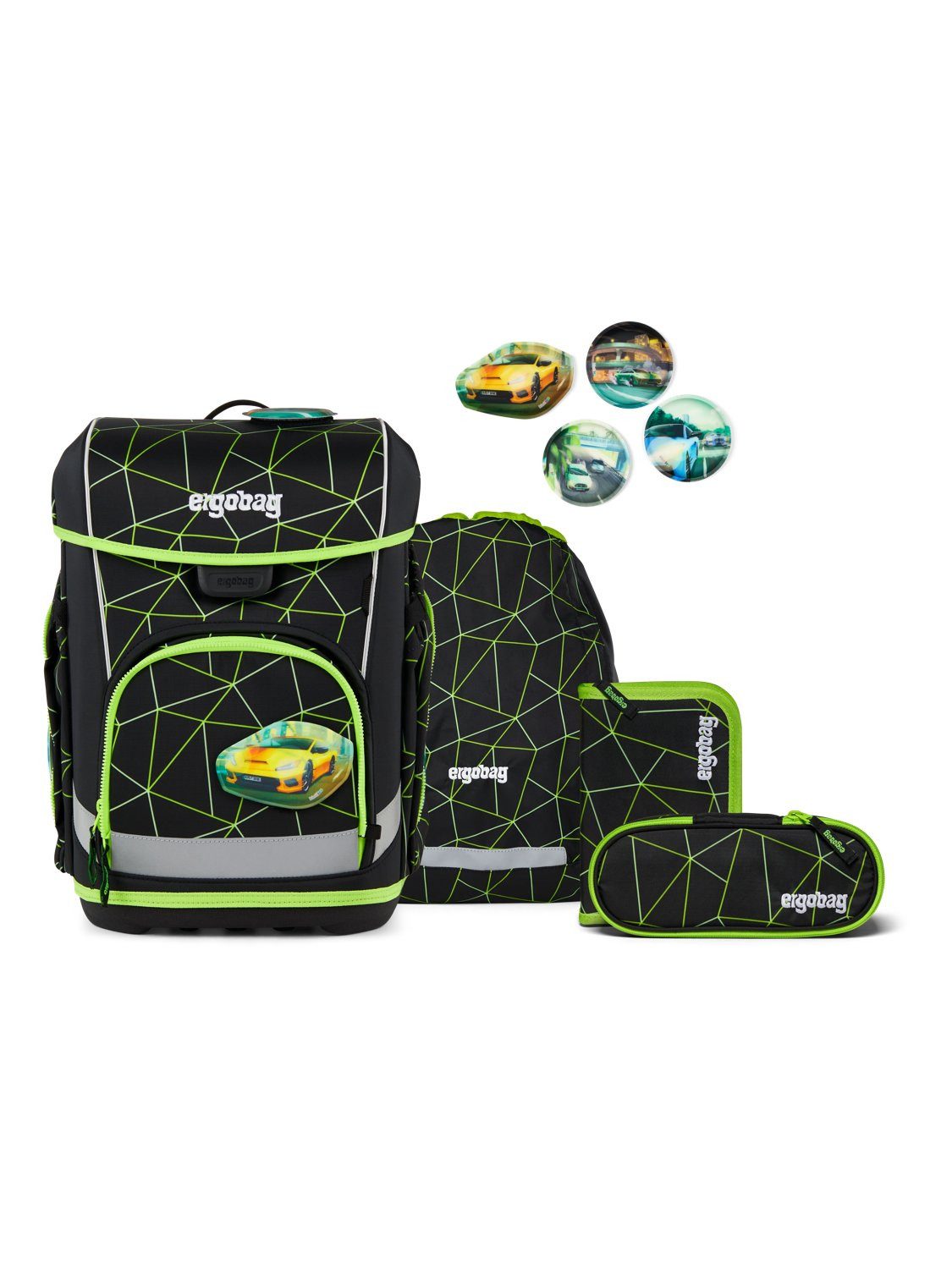 ergobag Schulranzen cubo light Set (5-tlg., 5-teiliges Set), wiegt nur 780g