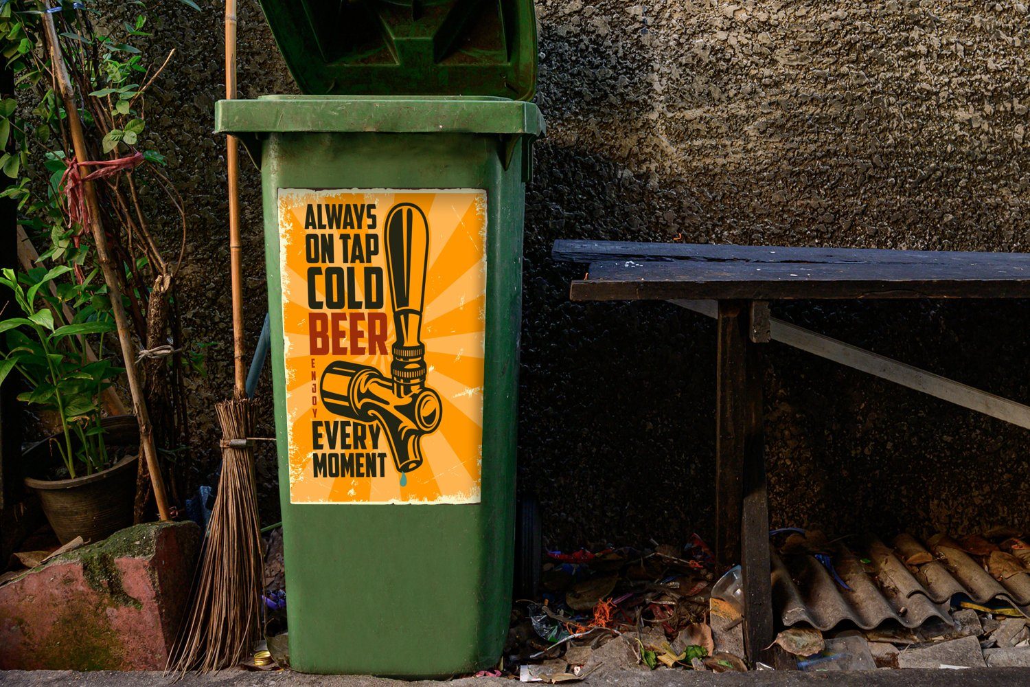 MuchoWow Vintage Abfalbehälter Bierpumpe - Sticker, Angebot (1 Mülleimer-aufkleber, St), - Mancave Wandsticker Container, Mülltonne, -