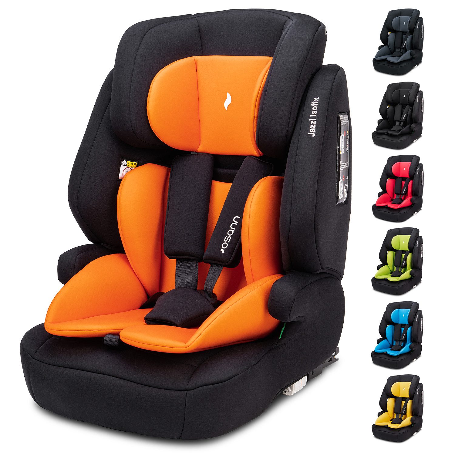 Osann Autokindersitz Jazzi Isofix, Kindersitz mit Isofix, Kindersitz ab 1 Jahr, ab: 15 Monate, bis: 12 Jahre, ab: 76 cm, bis: 150 cm, mitwachsendes Gurtsystem, waschbarer Bezug, extra weiche Polster