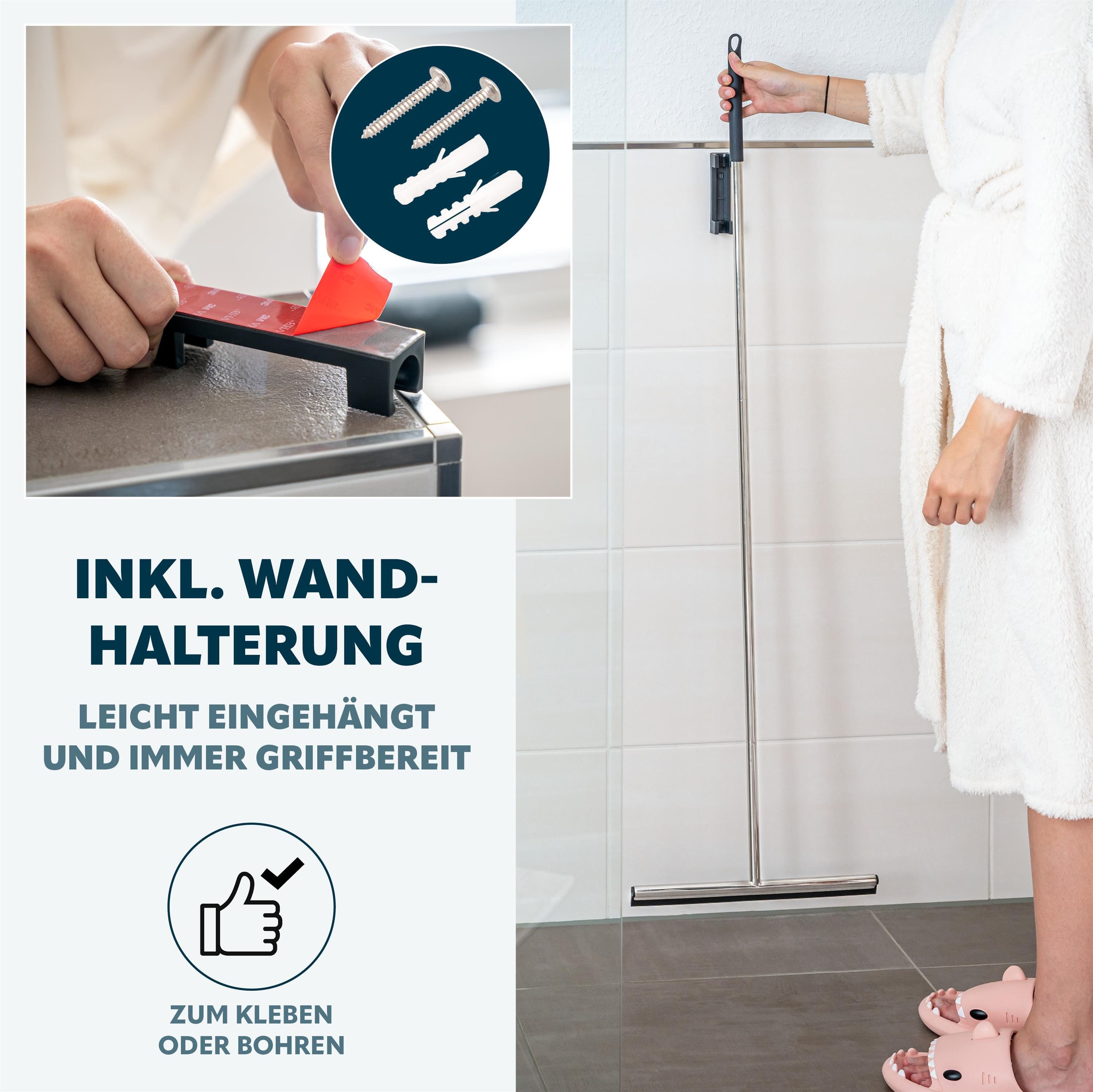 bremermann Wasserabzieher Bodenabzieher mit Wandhalter, aus Edelstahl hochglänzend, (1-St) – Bild 5 von 5