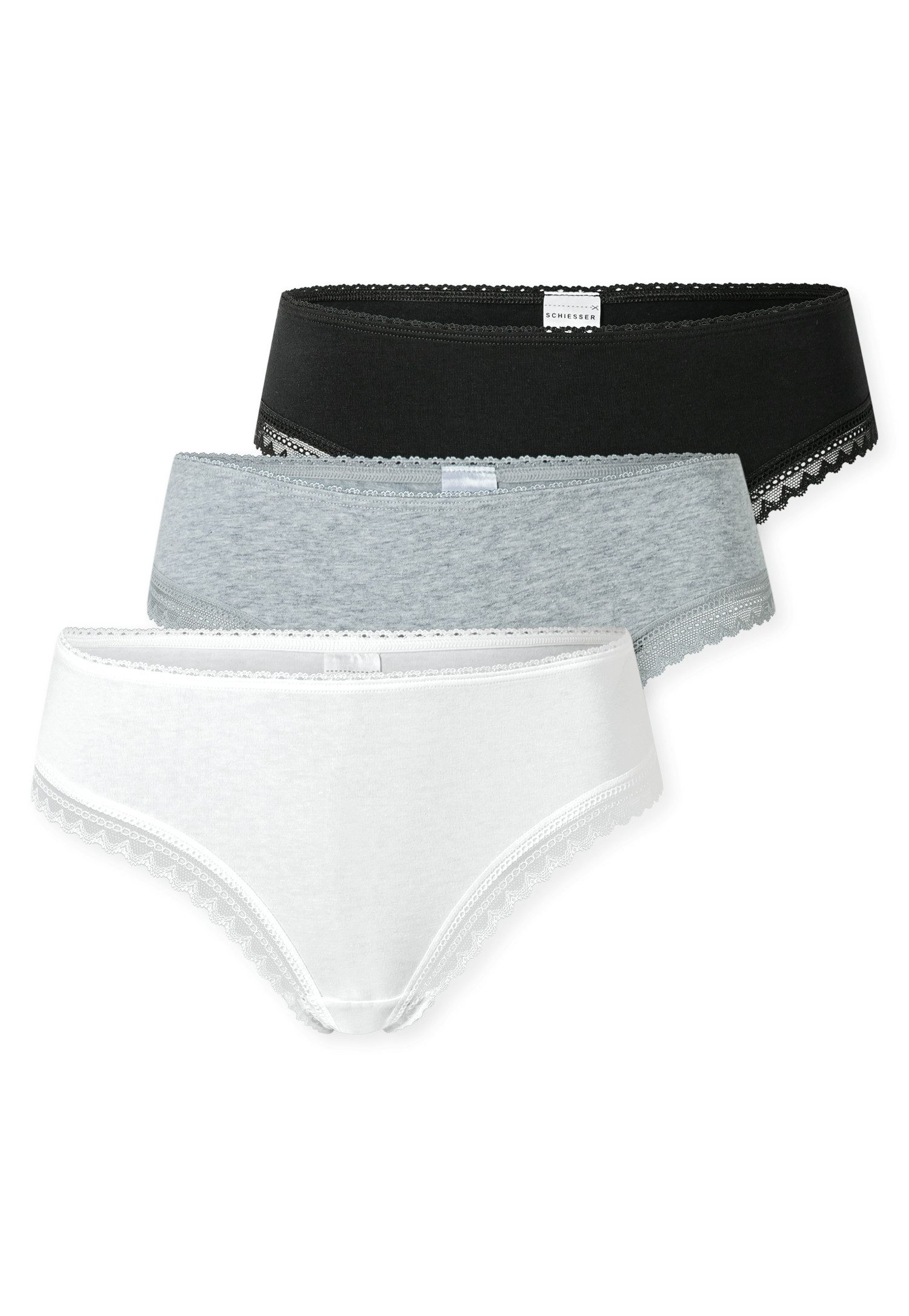 Schiesser String Modern Multipacks (3er Pack) Spitzenbänder, Baumwollmischung, Single Jersey