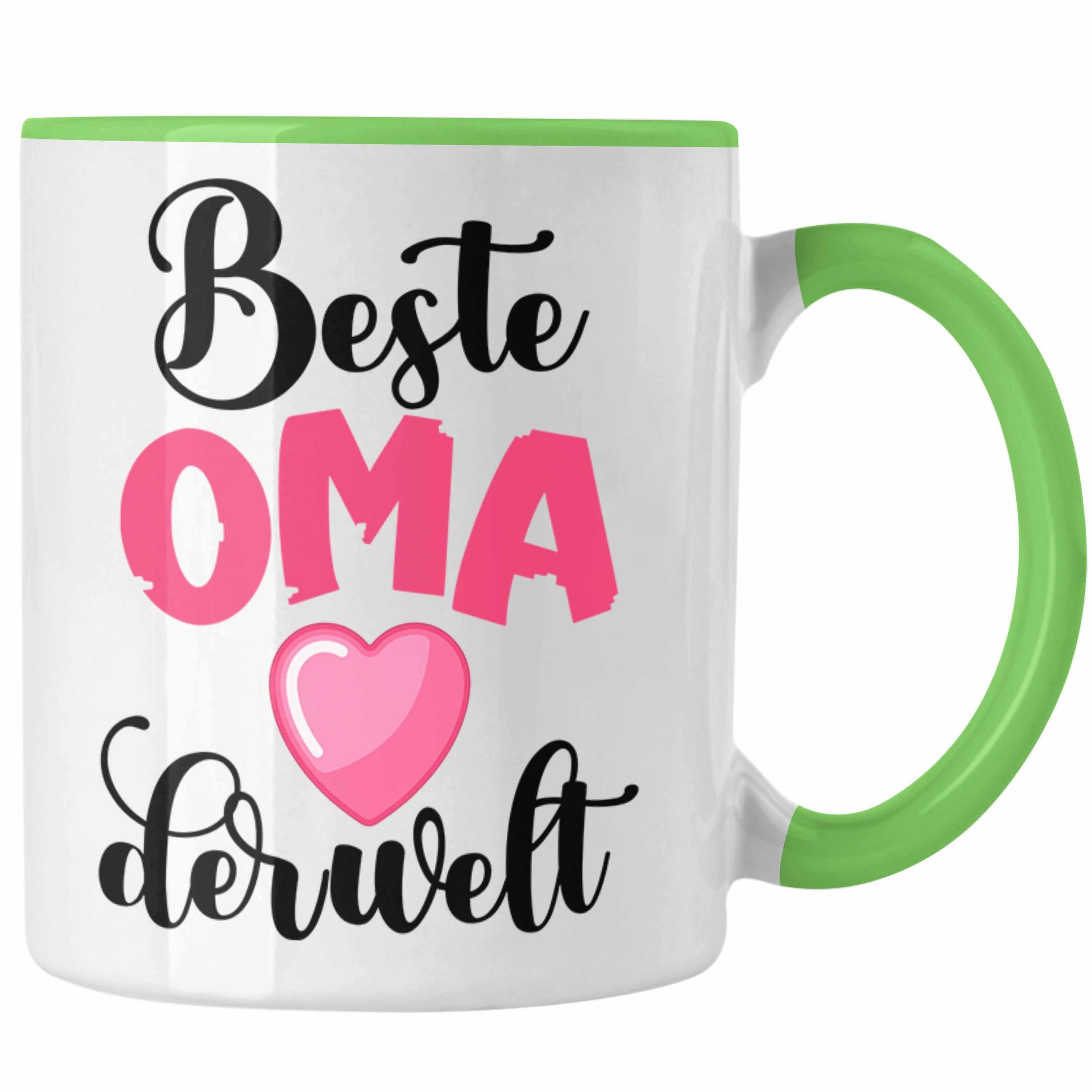 Trendation Tasse Trendation - Für Die Beste Oma Der Welt Tasse Geschenk Geschenkidee Von Enkel Enkelin Herz Grün