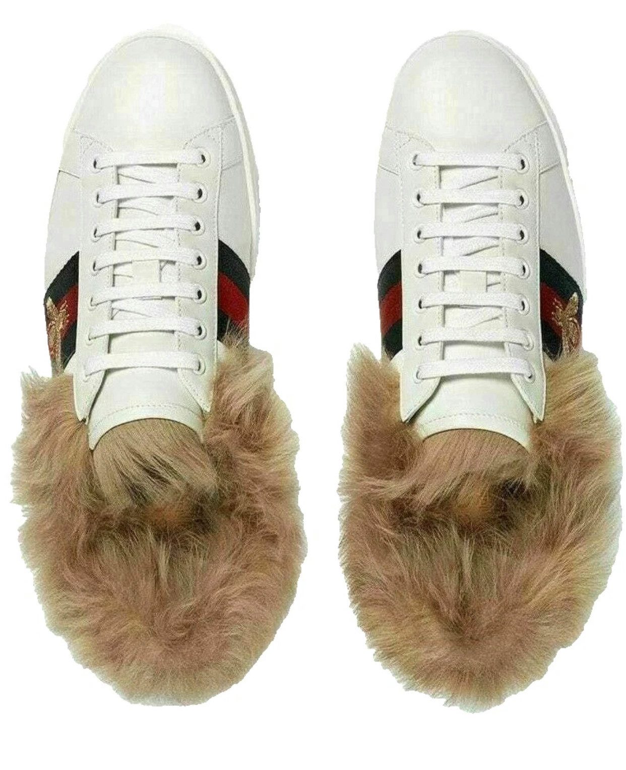 GUCCI Unisex Ace mit Lammfell – Luxuriöse Leder-Sneaker aus Italien Кроссовки Lammfellfutter sorgt für außergewöhnlichen Tragekomfort
