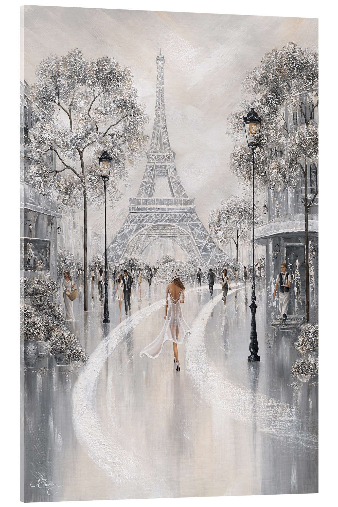 Posterlounge Acrylglasbild Isabella Karolewicz, Frau am Eiffelturm, Pariser Flair I, Wohnzimmer Malerei