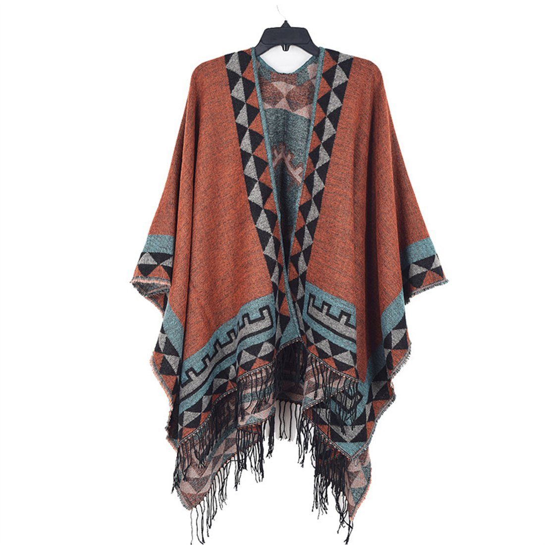 DÖRÖY Modeschal Damen Winter Vintage Schal Umhang, modische warme Strickjacke Shawl