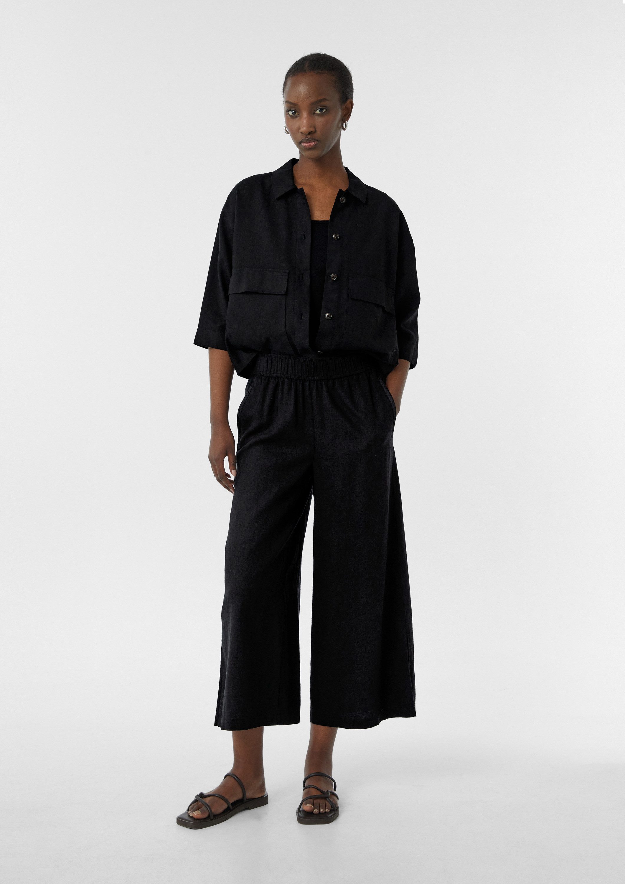 comma 7/8-Hose Hose Leichte Culotte aus Leinenmix mit Schlitzen