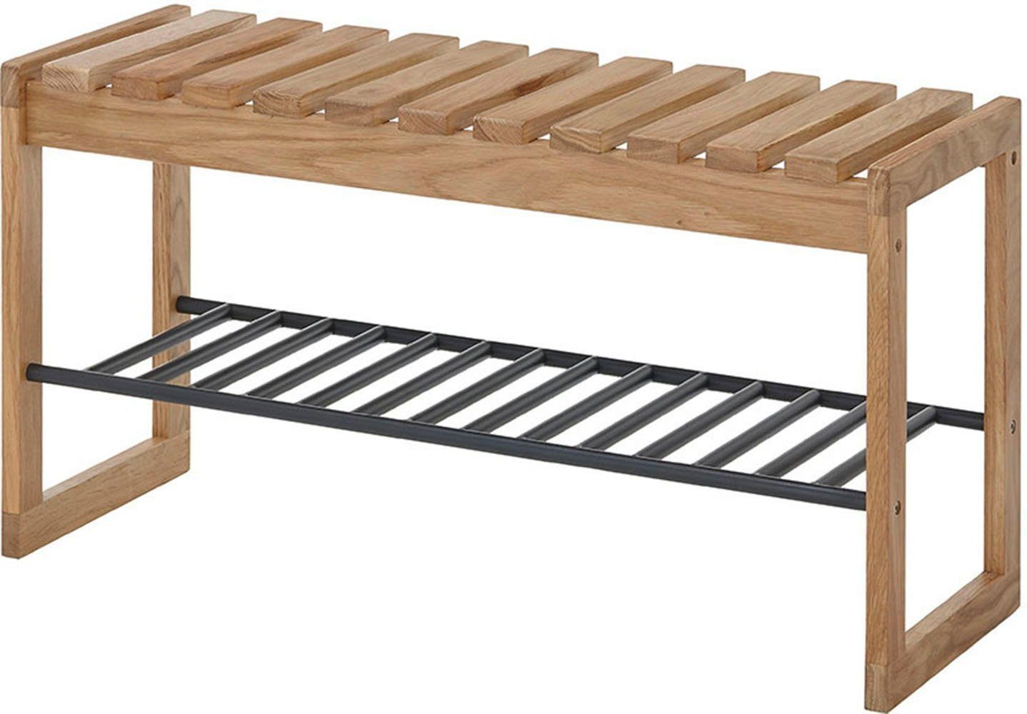 möbelando Schuhbank BANTRY, in holzfarben, Eiche massiv geölt - 88x45x30cm (BxHxT)