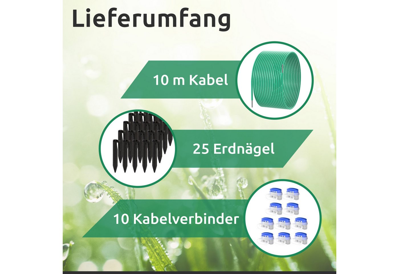 Thumbnail - ECENCE Rasenmähroboter-Cover Zubehör Reparatur-Set Mähroboter 10m + 10x 25x