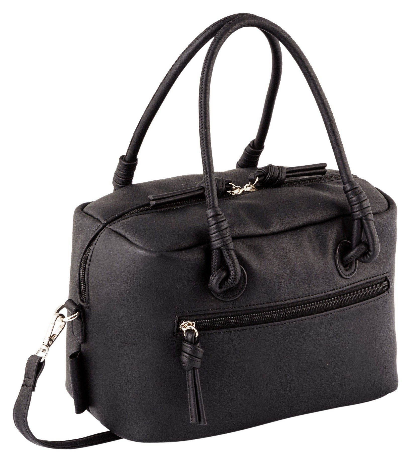 TOM TAILOR Henkeltasche Olivia bag, schwarz Umhängeriemen Bowling mit abnehmbaren