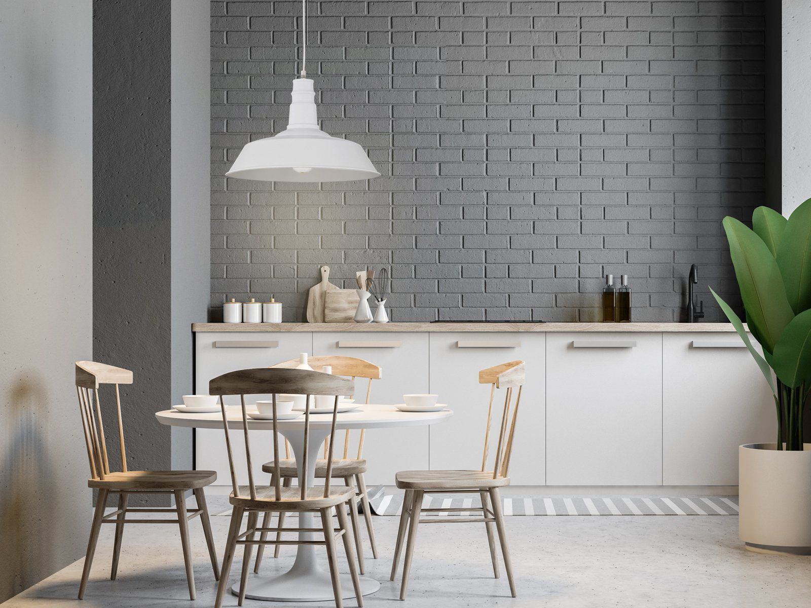 Reality Leuchten LED Pendelleuchte, LED wechselbar, Warmweiß, Fabrik-lampe im Industrie-design hängend über-n Esstisch Weiß, Ø36cm