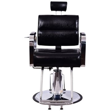 Barberpub Stuhl Barberpub hydraulischer Friseurstuhl Friseursessel 3127BK, 360 ° drehbar mit Sperre, Schwarz, PVC-Kunstleder
