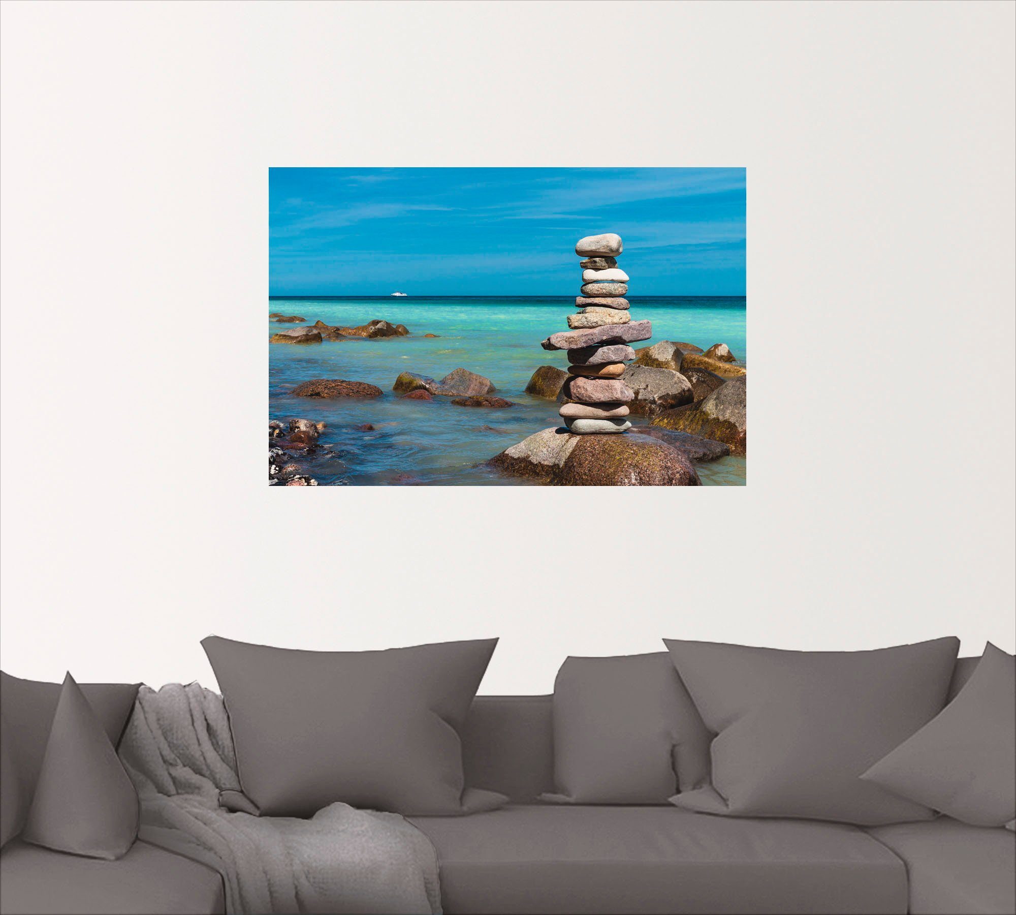 Alubild, an St), oder der Wandaufkleber Leinwandbild, Wandbild Steine Größen Küste als Poster Ostsee, der versch. Gewässer Artland in (1