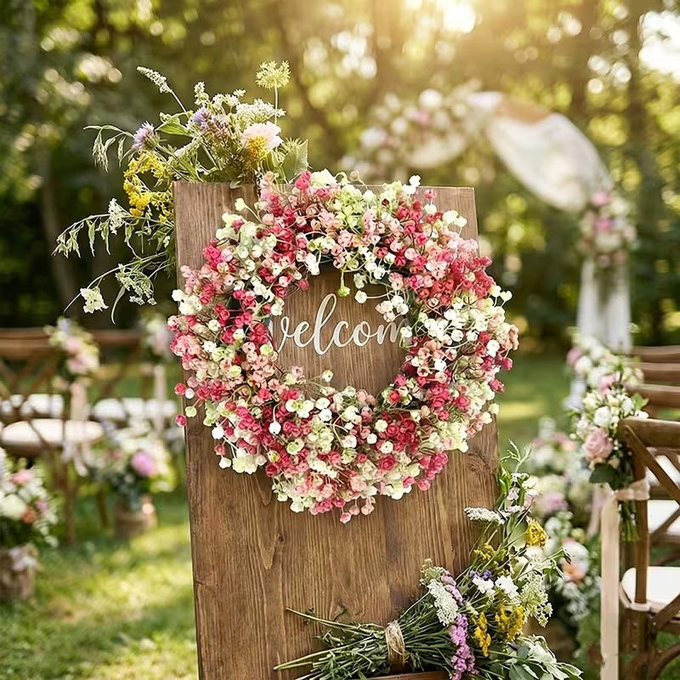 Agger Dekokranz 30/40 cm Frühlings-Kunstblumenkranz, Wanddekorkranz, Frühlings-Türkette