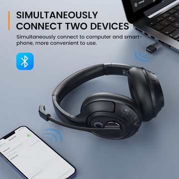 EKSA Gaming-Headset (Bluetooth Headset mit Mikrofon & USB Dongle, Usb-Headset, Bluetooth headset mit mikrofon usb dongle 10 meter reichweite mit)