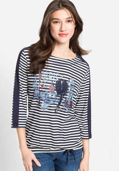 Olsen Print-Shirt »T-Shirt mit Streifen und Placement Print« (1-tlg)