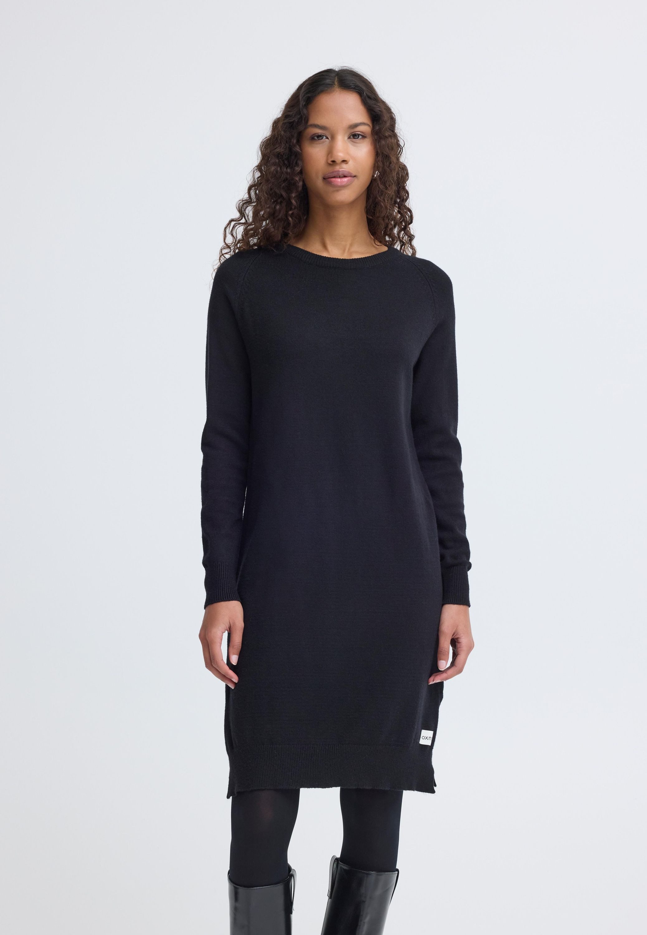 OXMO Strickkleid OXMareen Feinstrickkleid mit Rundhalsausschnitt