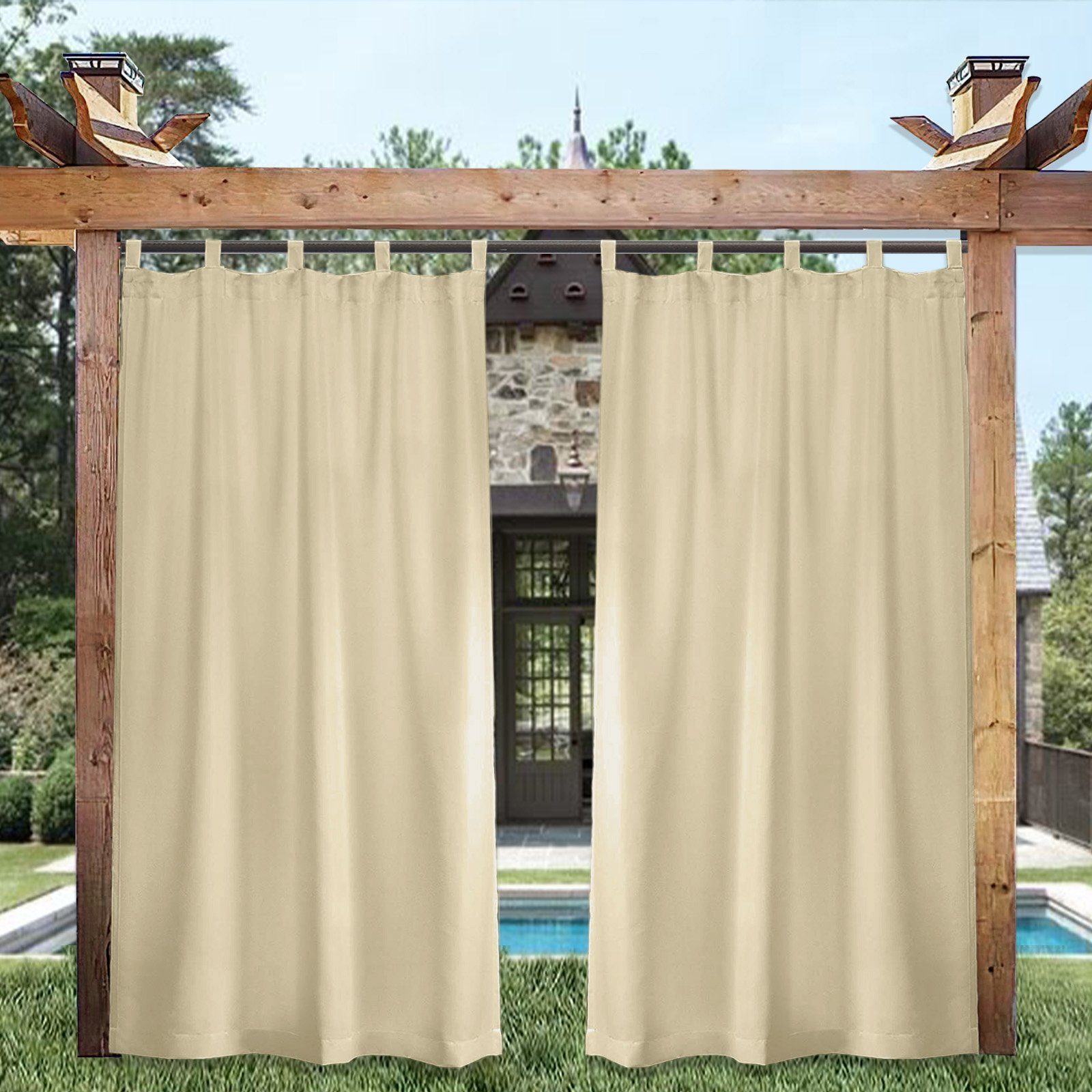 BTTO V&G Gardine Outdoorgardine Blackout Vorhang Wasserdicht (1 St), Lichtschutz, Balkon Vorhang mit Magic Tape