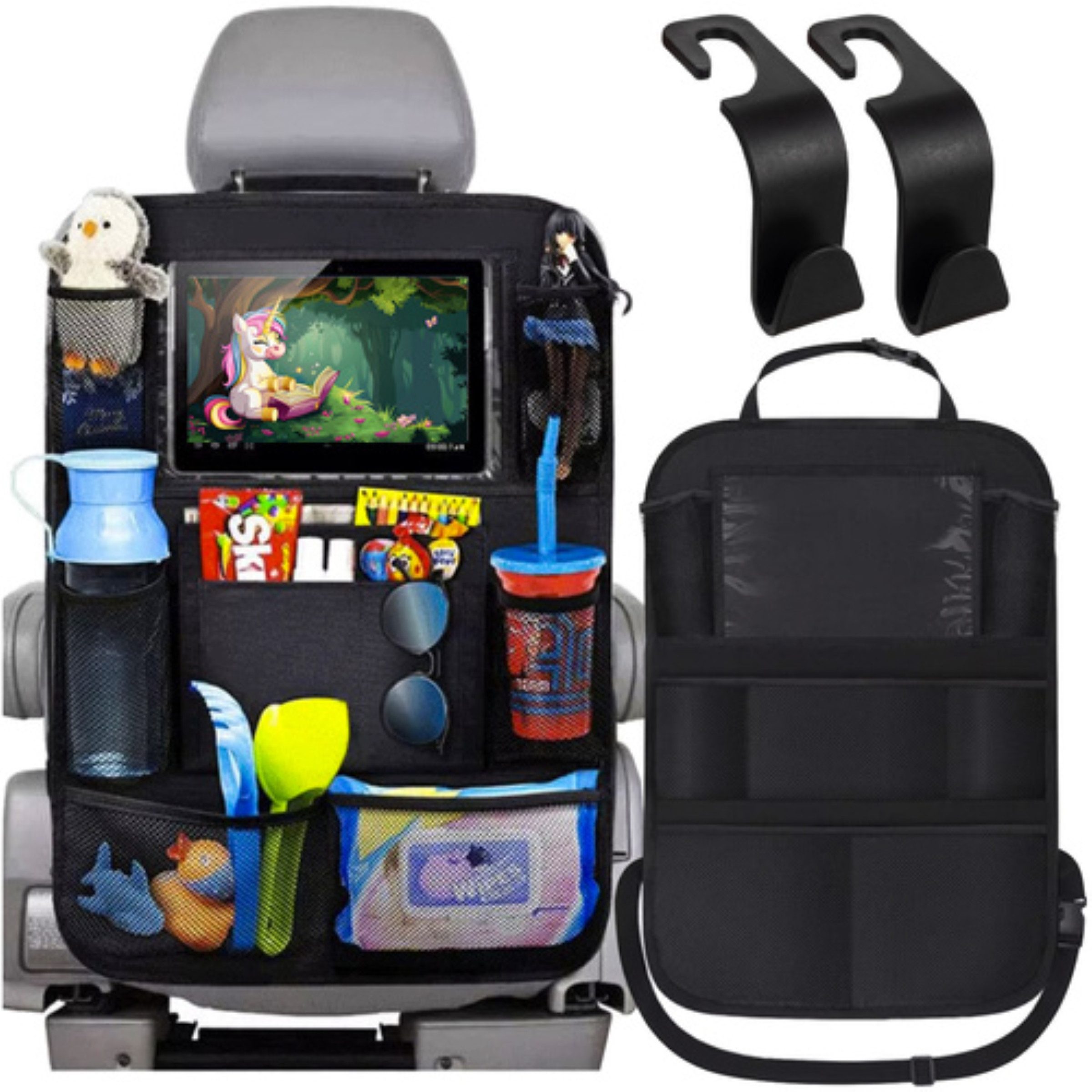 XTROBB Rücksitzorganizer Autositz-Organizer Rückenlehne mit Tabletfach und 10 Taschen Auto (Autositz-Organizer mit Tabletfach und 10 Aufbewahrungstaschen, Autositz-Organizer mit Tabletfach und 10 Taschen), Tabletfach mit Touchfunktion, 10 Taschen, wasserabweisend