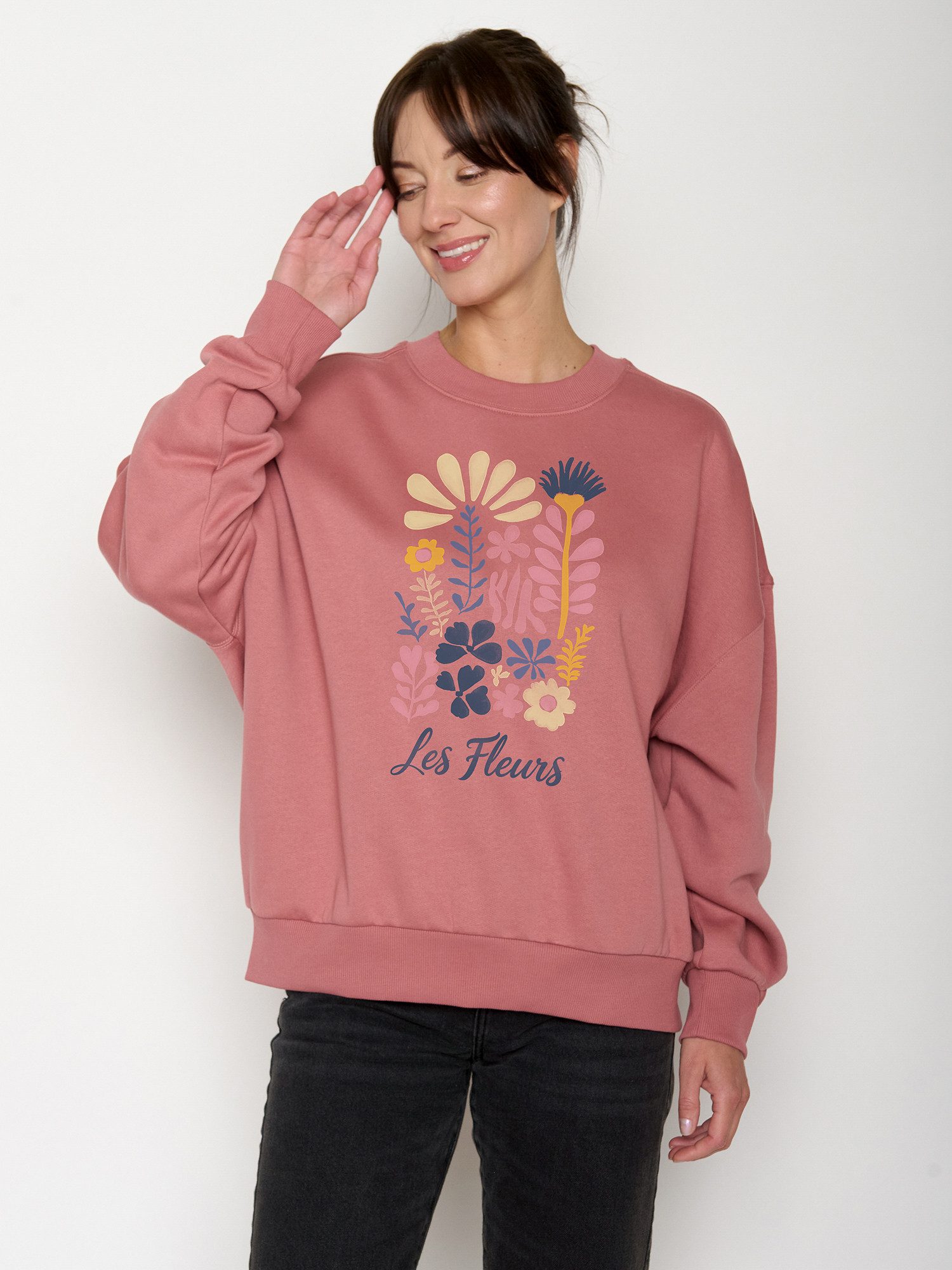 GreenBomb Sweatshirt Core Les Fleurs (1) 100% Organic Cotton, GOTS, weit geschnitten, Rundhals