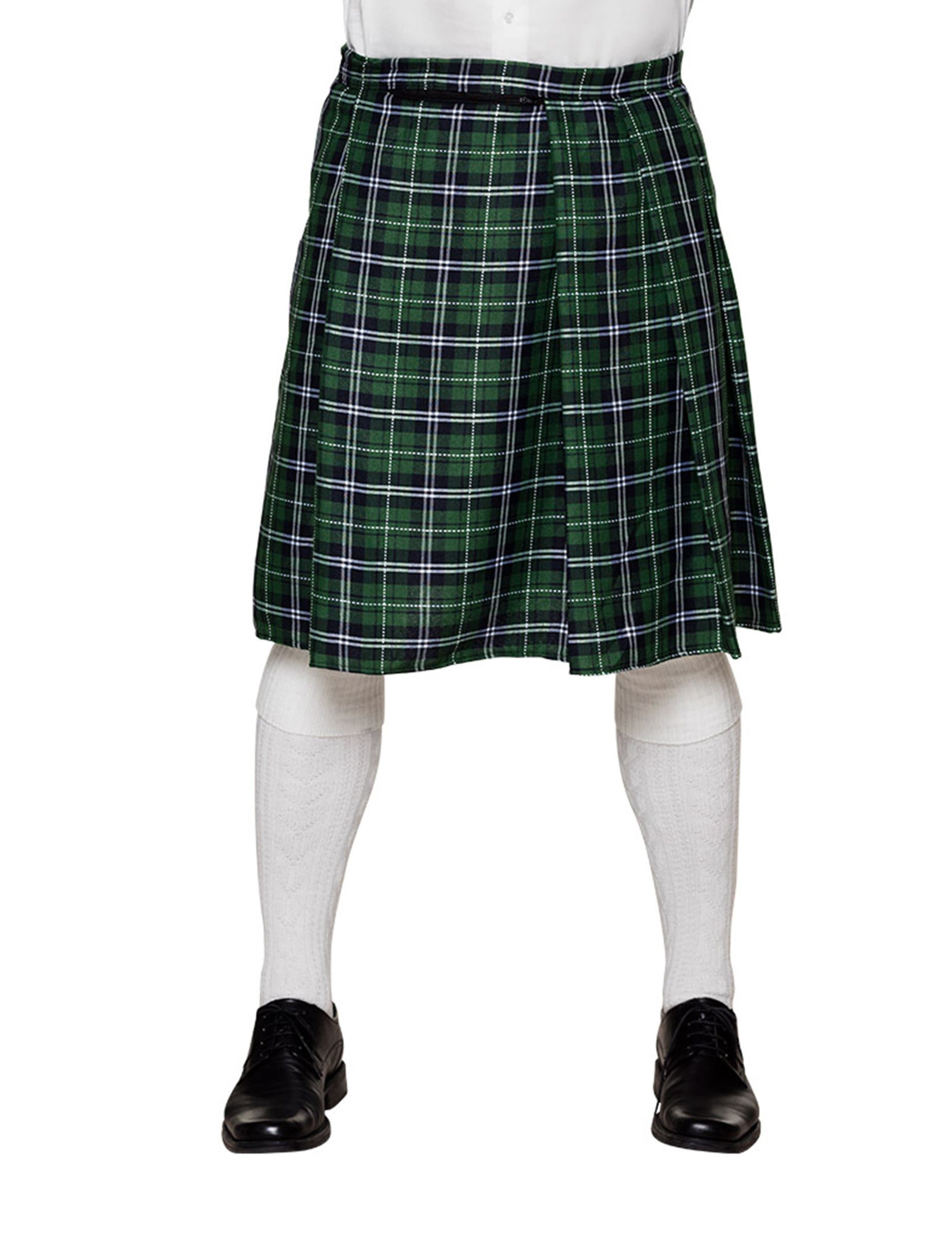 Boland Kostüm Schottischer Kilt Schottenrock für Herren grün-schwarz-weiss