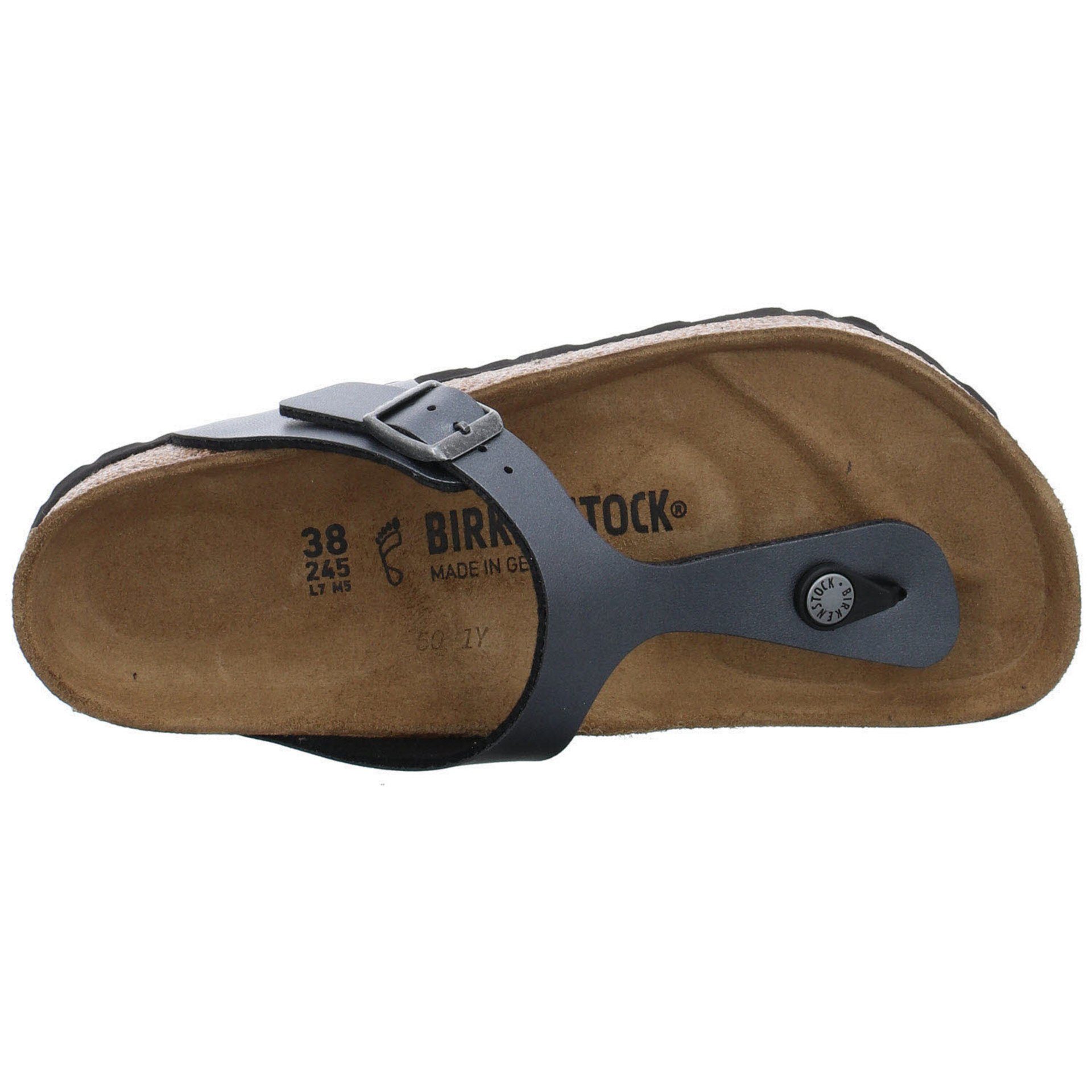 Birkenstock Damen Synthetik Pantolette Zehentrenner Zehentrenner grau-metallic Gizeh Sandalen