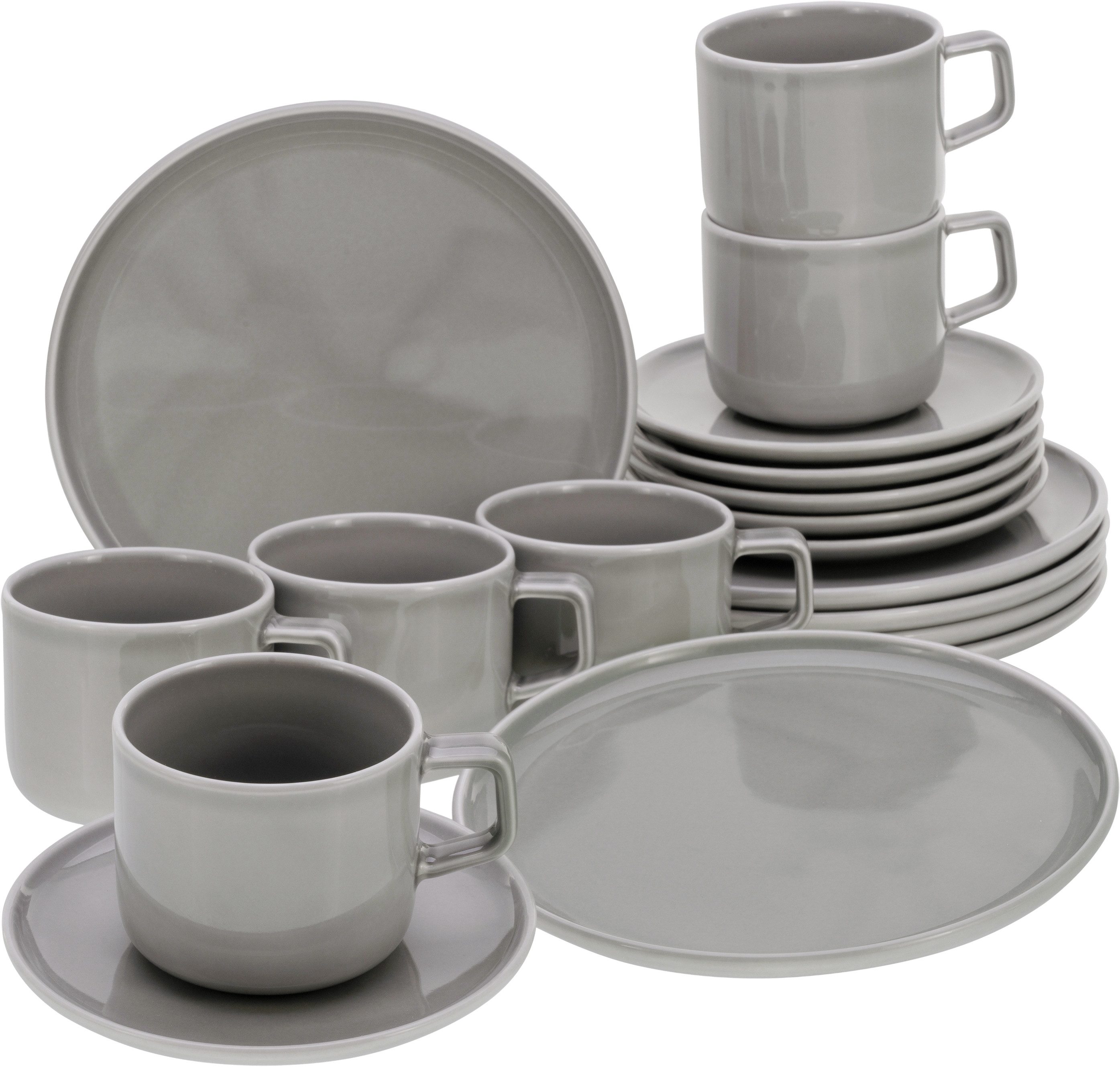 CreaTable Kaffeeservice Chef Collection (18-tlg), 6 Personen, Porzellan, Service, nordisches Design, 18 Teile, für 6 Personen