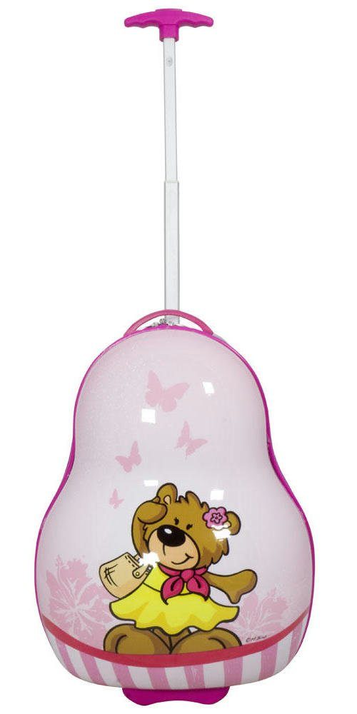 Warenhandel König Kinderkoffer Kinderkoffer Motiv, mit Bär, Leichtlaufrollen Pink LED-Licht mit
