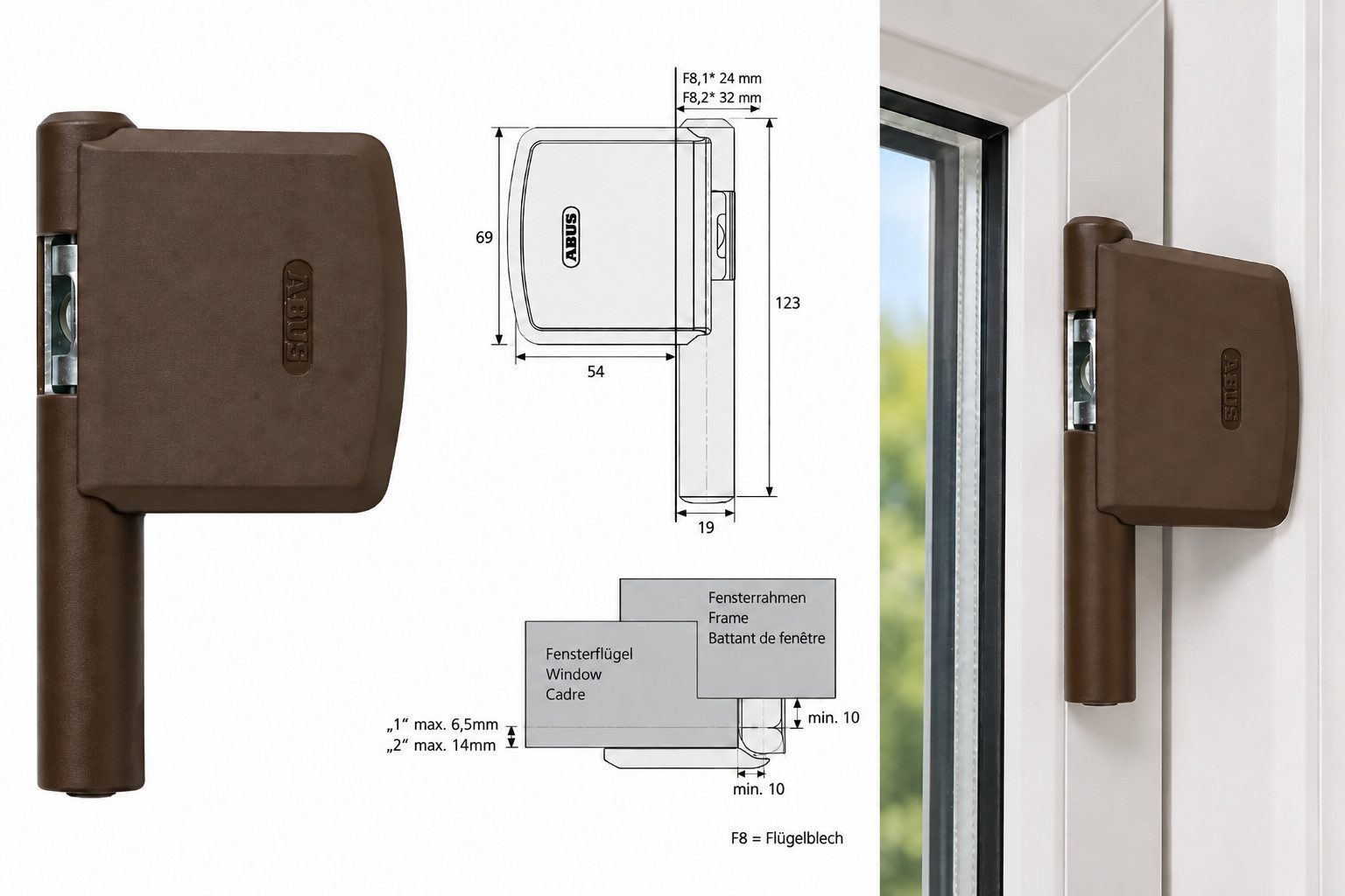 ABUS Fensterschloss ABUS Fenster-Scharnierseitensicherung FAS101 – Sicherheitslevel 10, VdS/DIN geprüft – Druckwiderstand >1 t