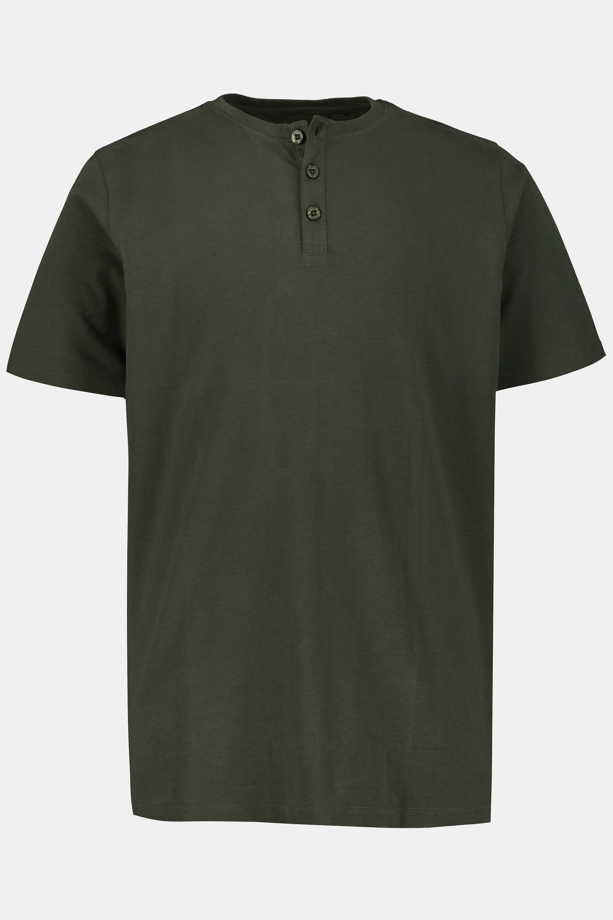 dunkel T-Shirt Henley oliv JP1880 Halbarm Knopfleiste Basic