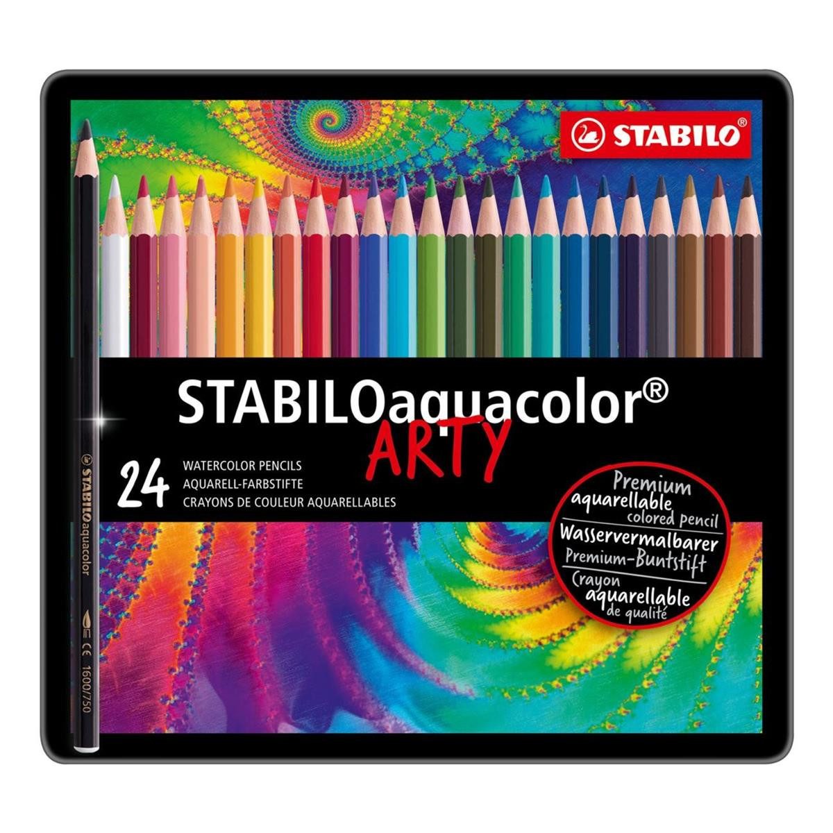 STABILO Aquarellstifte STABILO aquacolor ARTY Aquarell-Farbstift - 24er Metalletui
