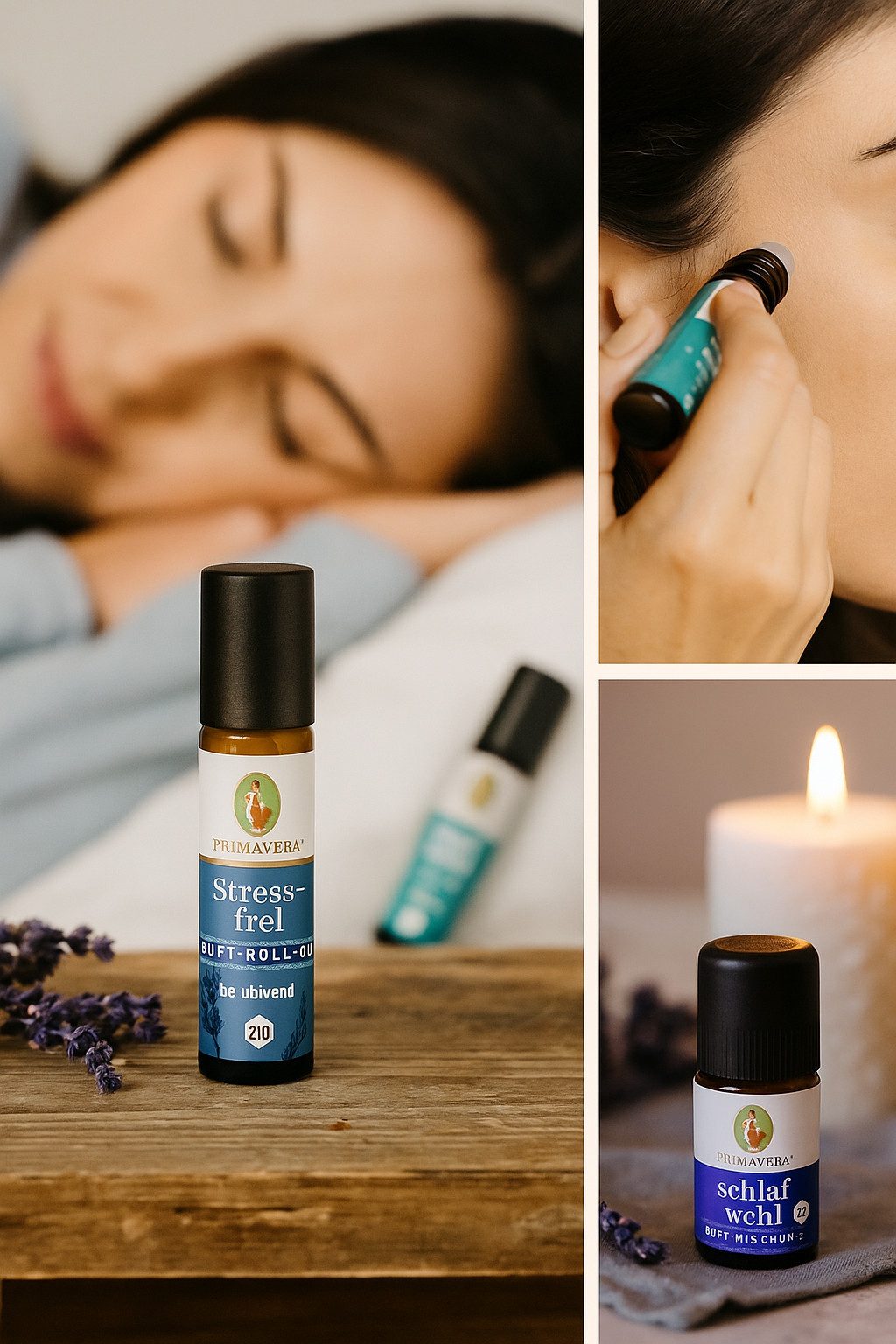 Primavera Körperöl PRIMAVERA Stressfrei Set – Duftöl, Roll-On & Bad, Bio & Vegan, 3-tlg.